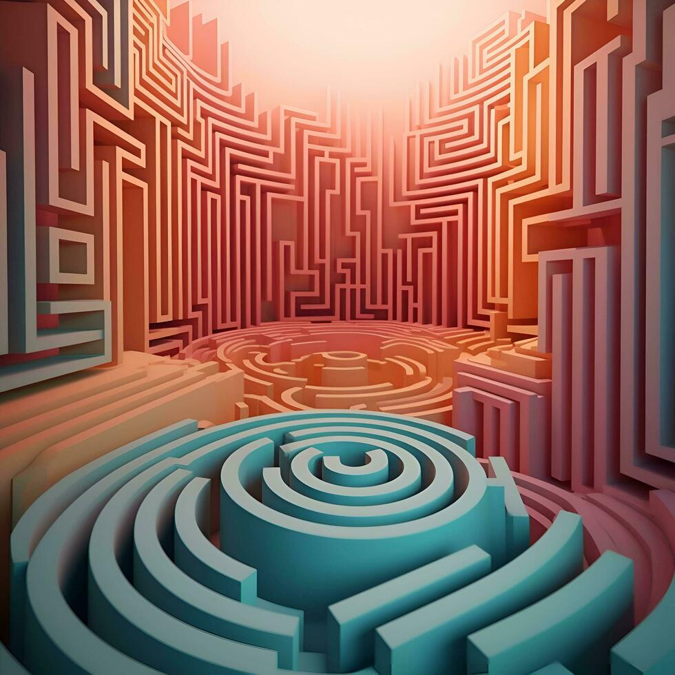 labirinto. 3d illustrazione. il concetto di scoperta il modo foto