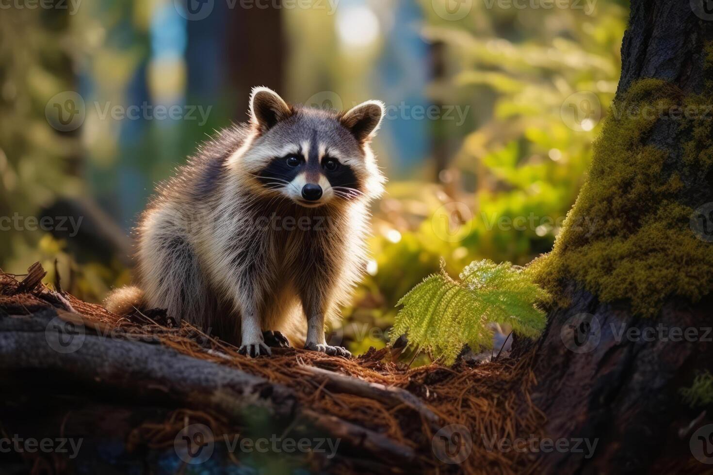 procione nel natura, nazionale geografia, largo vita animali. ai generato. foto