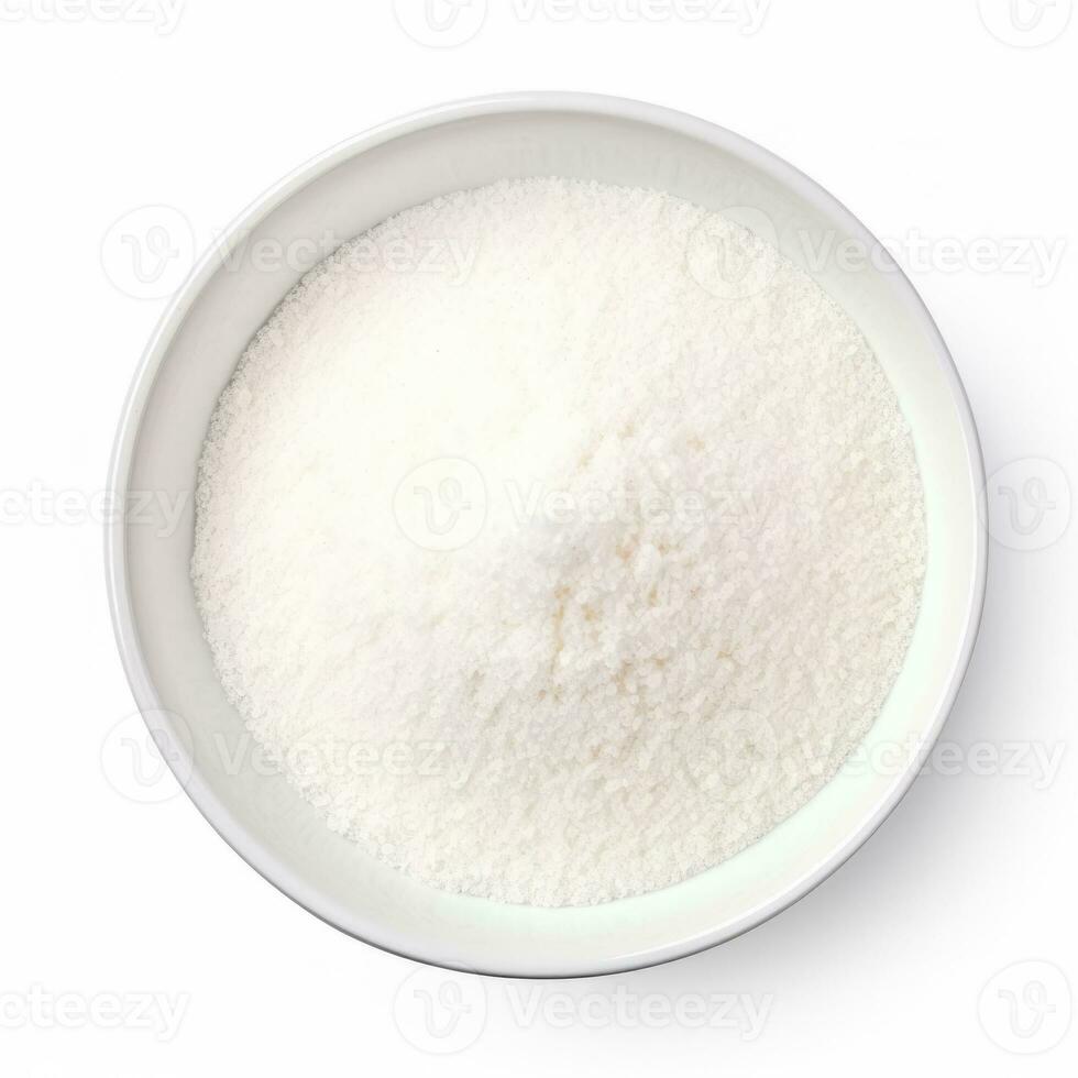 granulato zucchero superiore Visualizza isolato su bianca sfondo foto