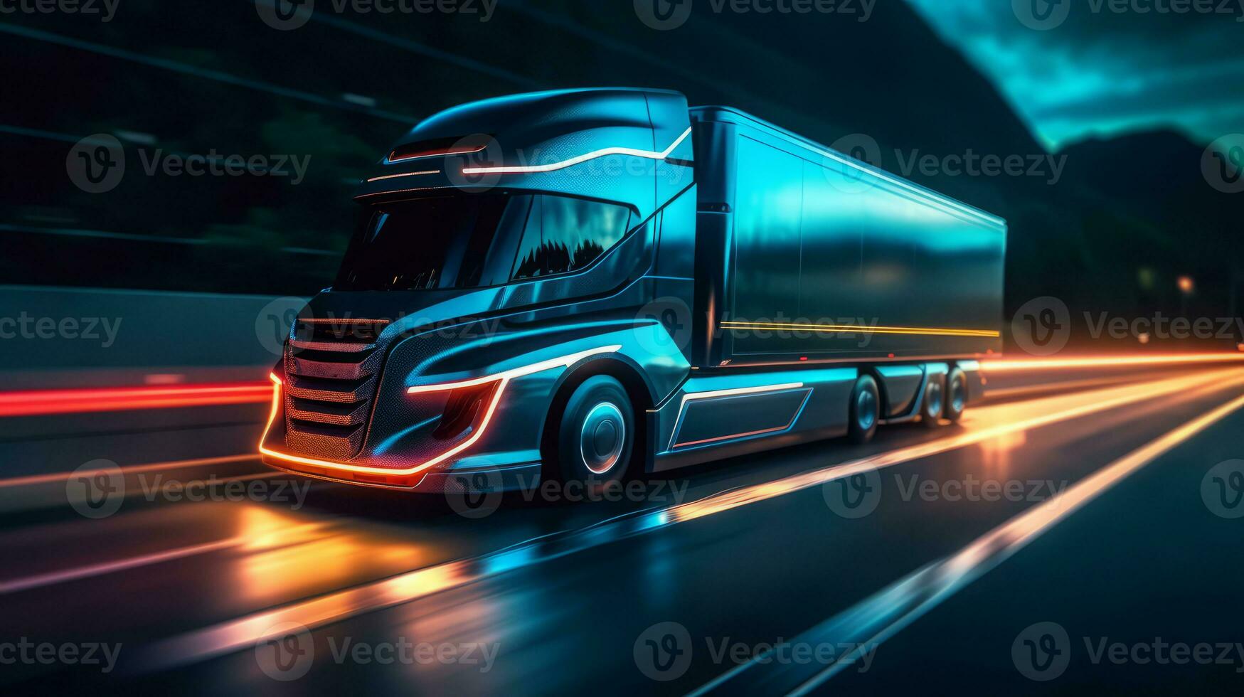 camion di un' bellissimo mezzi di trasporto con futuristico design. ai generato. foto