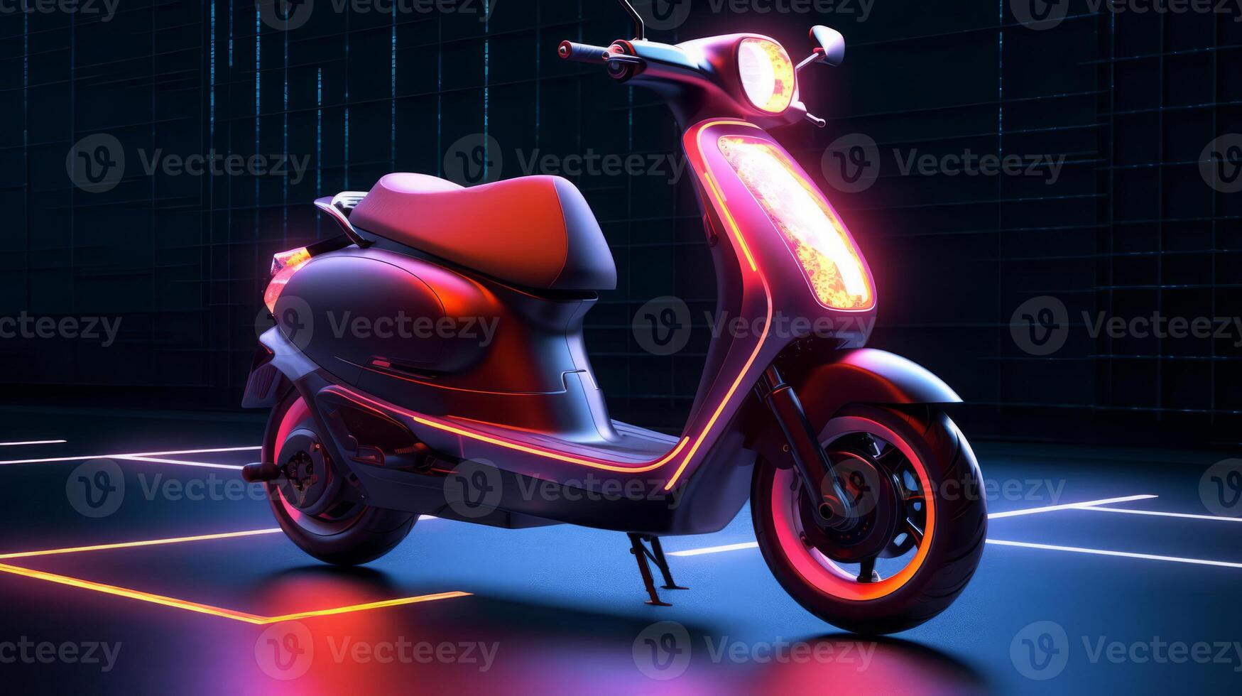 scooter di un' bellissimo mezzi di trasporto con futuristico design. ai generato. foto