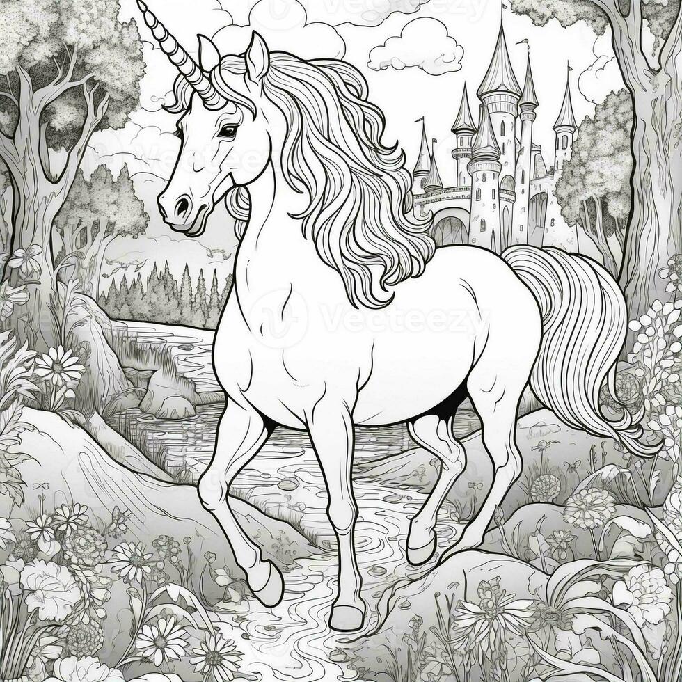 pagina da colorare unicorno foto