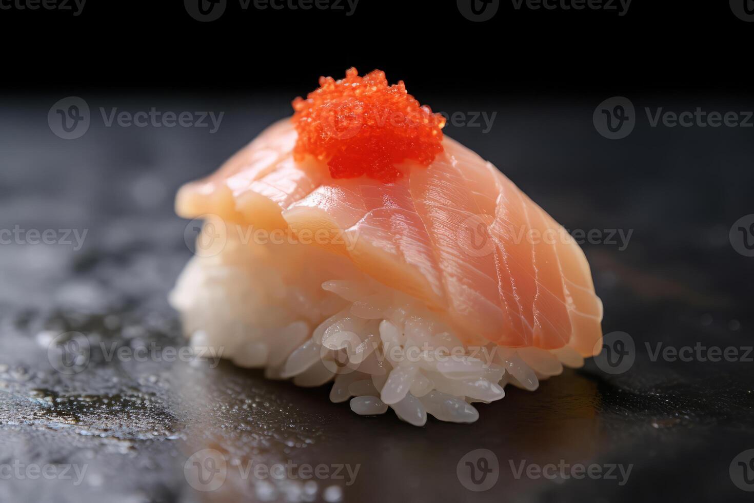 avvicinamento superiore Visualizza di ingredienti salmone, giapponese cibo. ai generato. foto