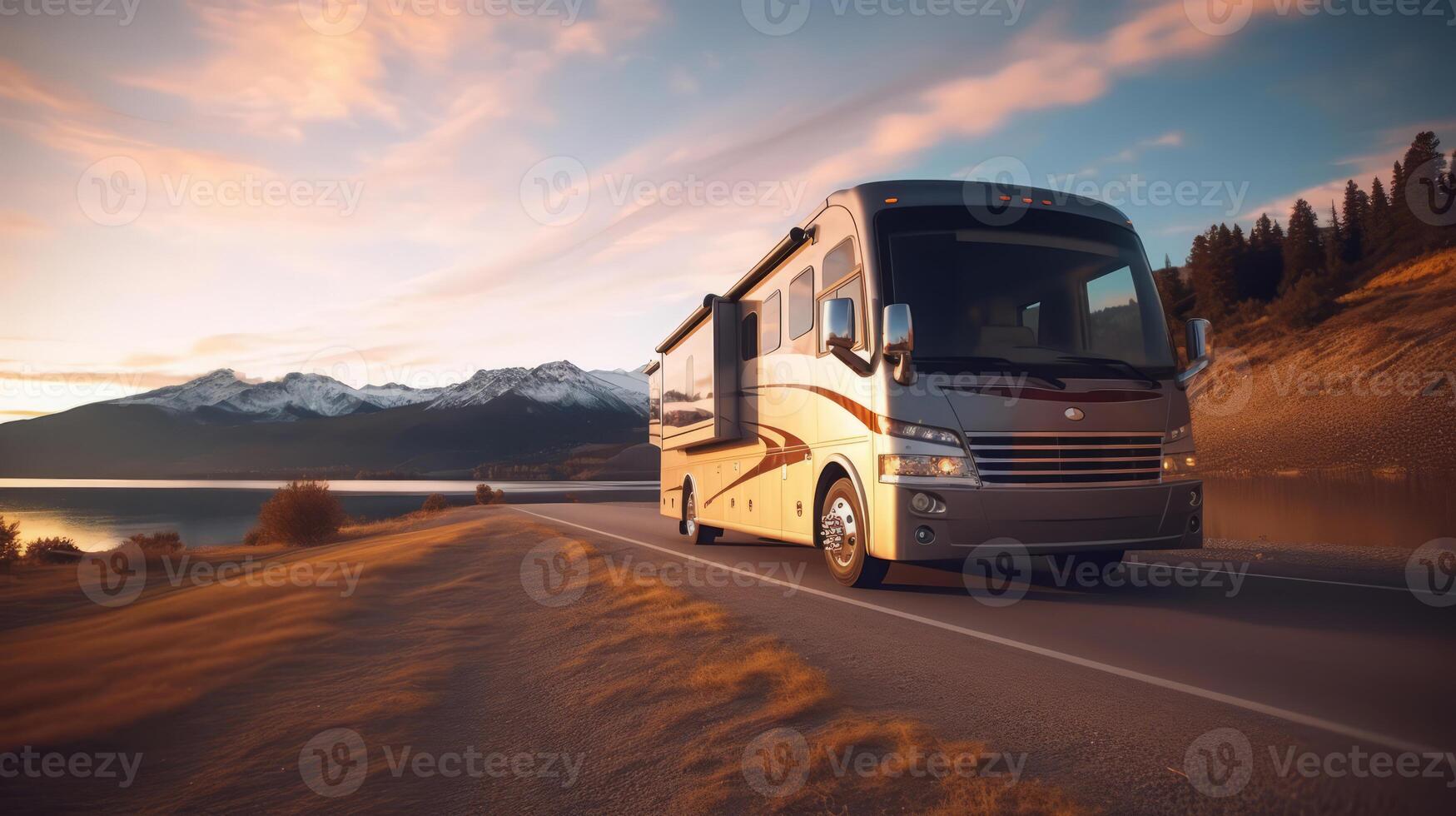 autobus di un' bellissimo mezzi di trasporto con futuristico design. ai generato. foto