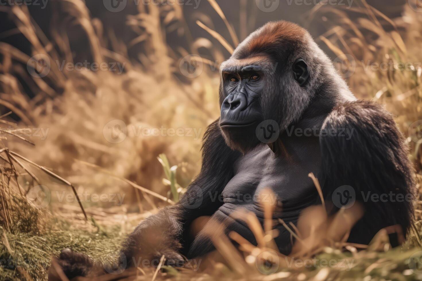 gorilla nel natura, nazionale geografia, largo vita animali. ai generato. foto