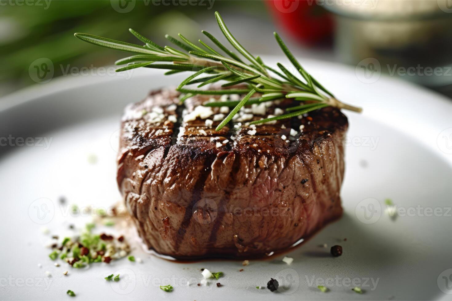 avvicinamento superiore Visualizza di ingredienti filetto mignon bistecca su un' tavolo. ai generato. foto