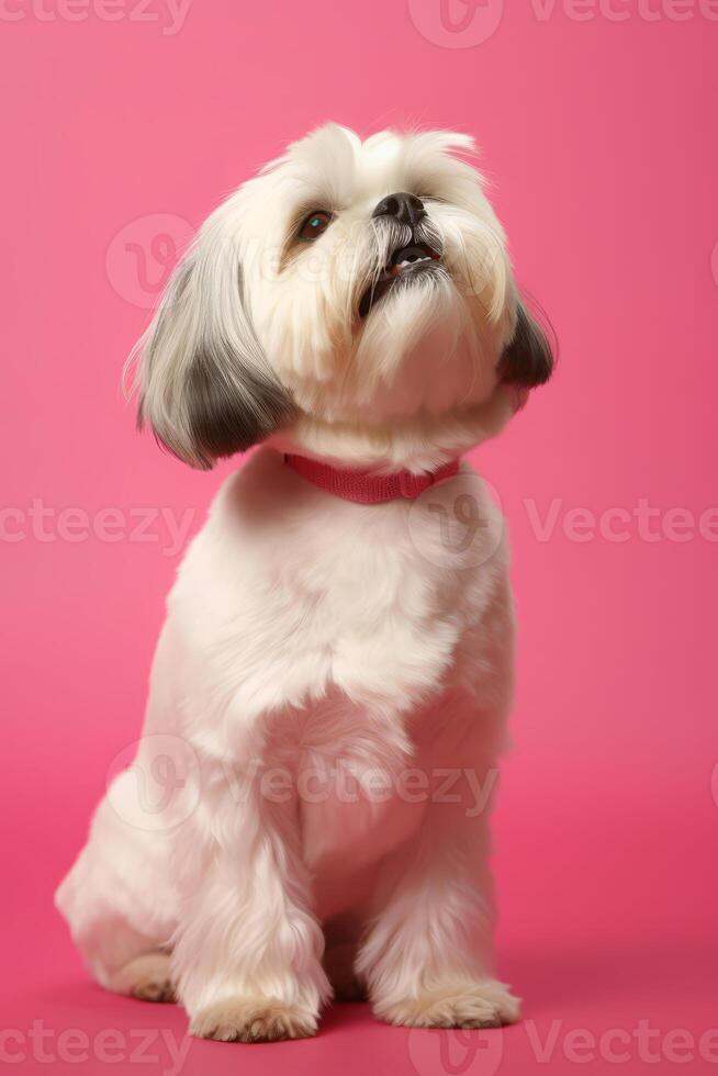 molto carino shih tzu nel natura, nazionale geografia, largo vita animali. ai generato. foto