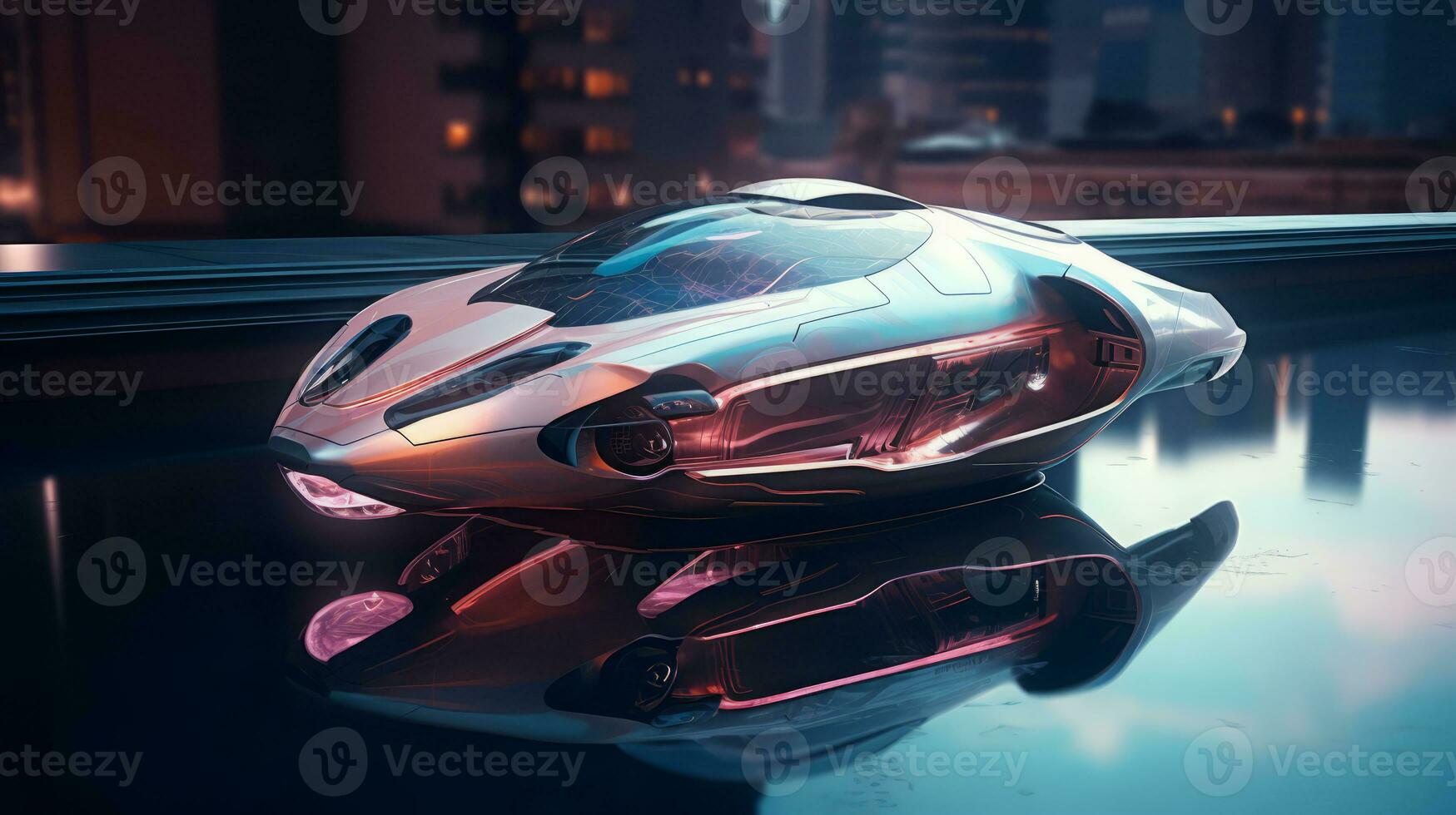 nave volante di un' bellissimo mezzi di trasporto con futuristico design. ai generato. foto