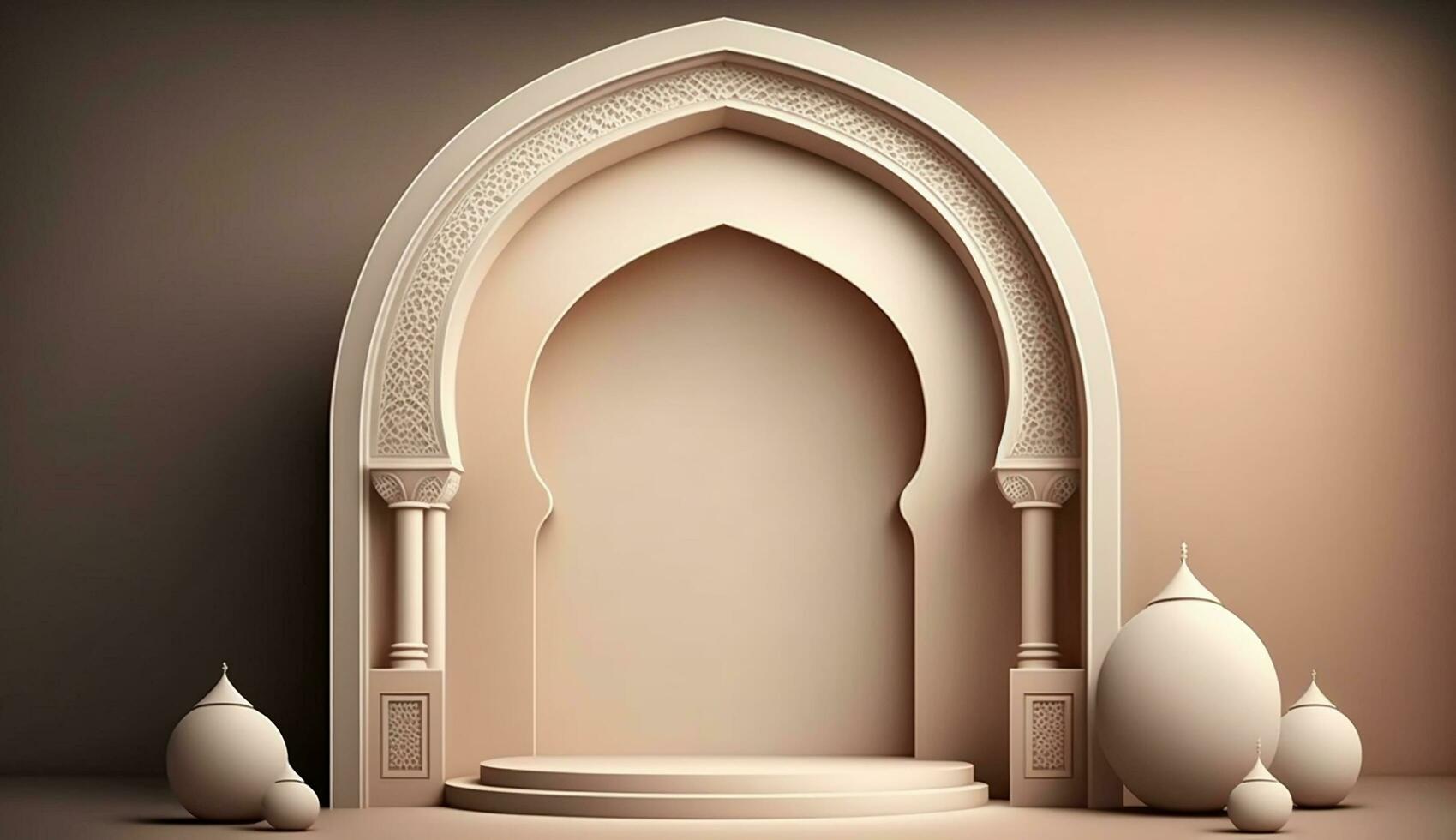 3d rendere moschea elemento nel ornato Arabo, islamico archit ettura stile interno. ai generativo foto