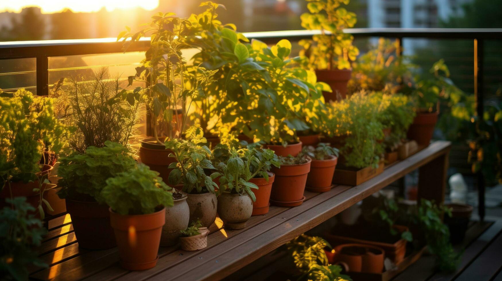 terrazza con in vaso impianti e fiori foto