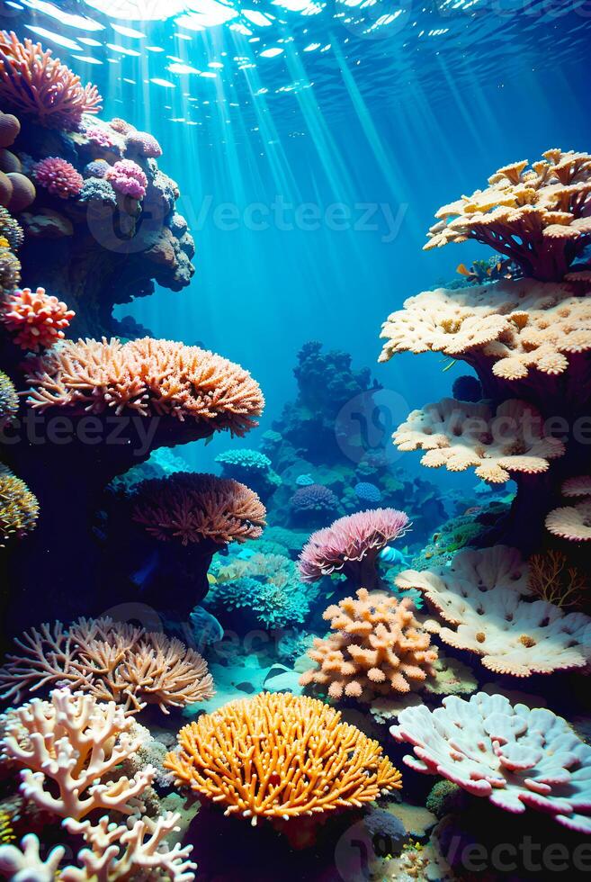 segreto oceano subacqueo mondo brulicante con colorato corallo barriere foto