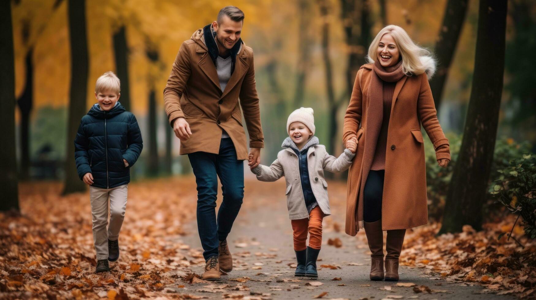 famiglia felice nel parco foto