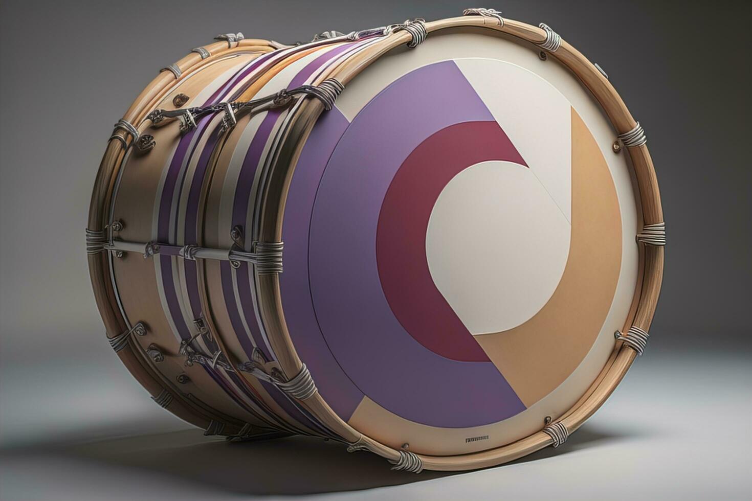 un' tamburo impostato con un' cerchio nel il mezzo. generativo ai foto