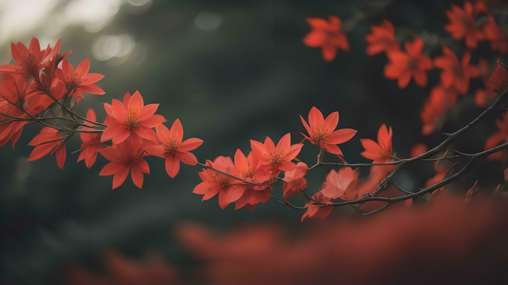 bellissimo rosso fiori nel il giardino. natura sfondo. tonica. generativo ai foto