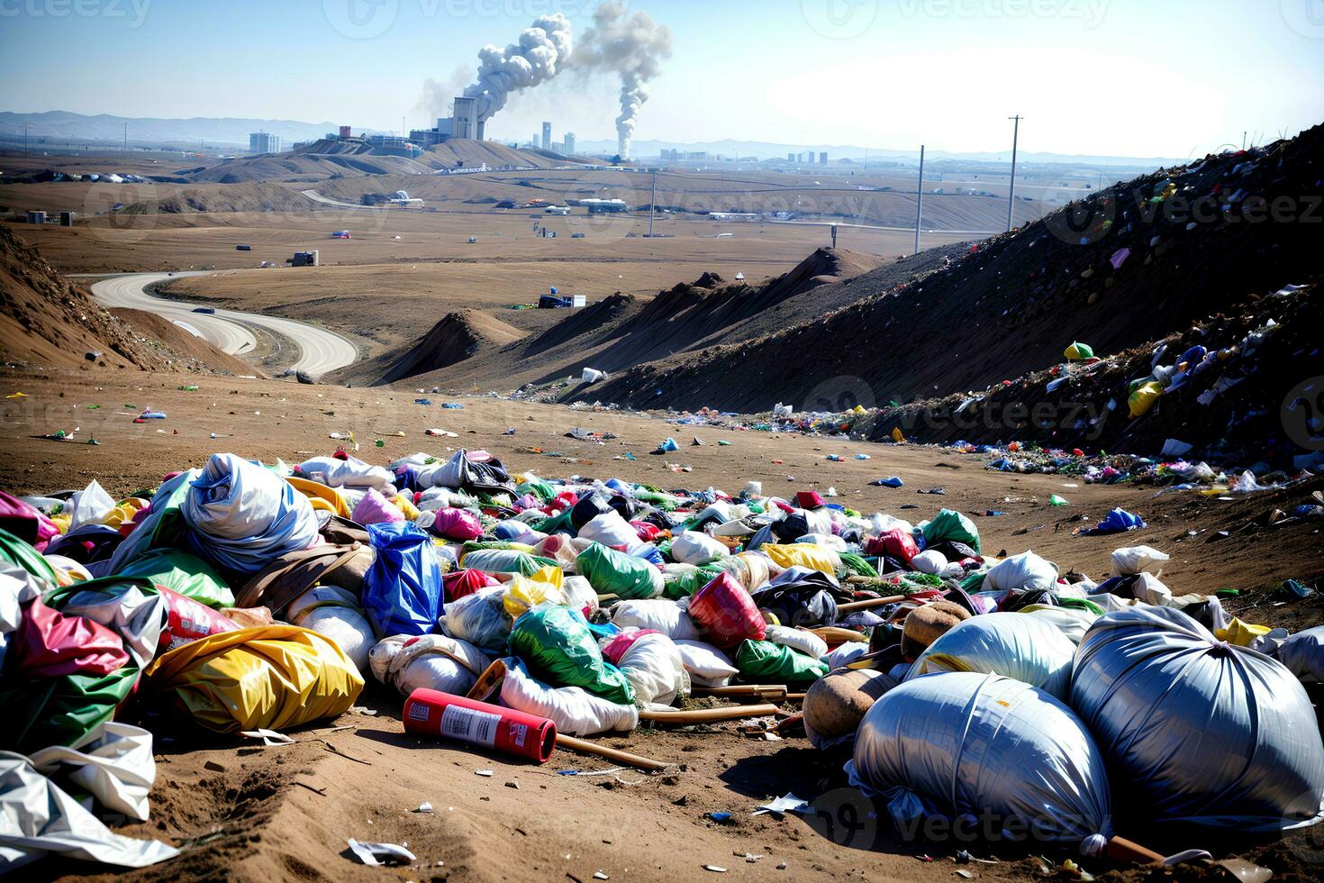 realistico foto paesaggio di sciocchezze spazzatura discarica, ai generativo