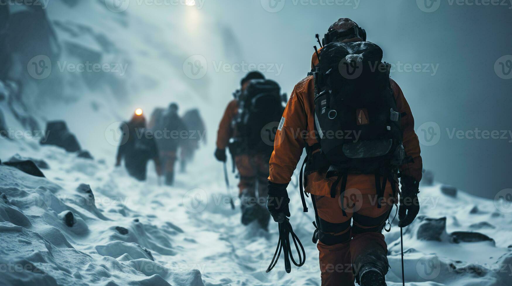 il straziante ricerca e salvare missione nel nel un' bufera di neve. generativo ai foto