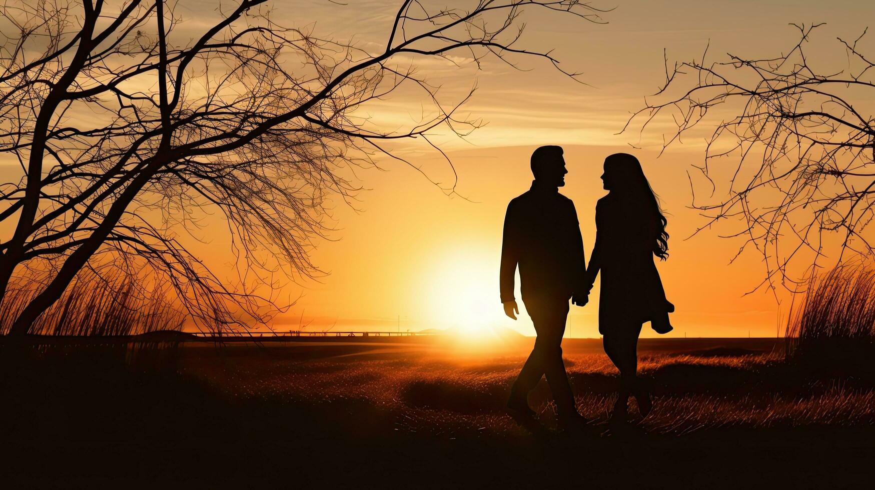 coppie godere natura camminare rilassare e autunno nel amore durante romantico incontri a tramonto foto