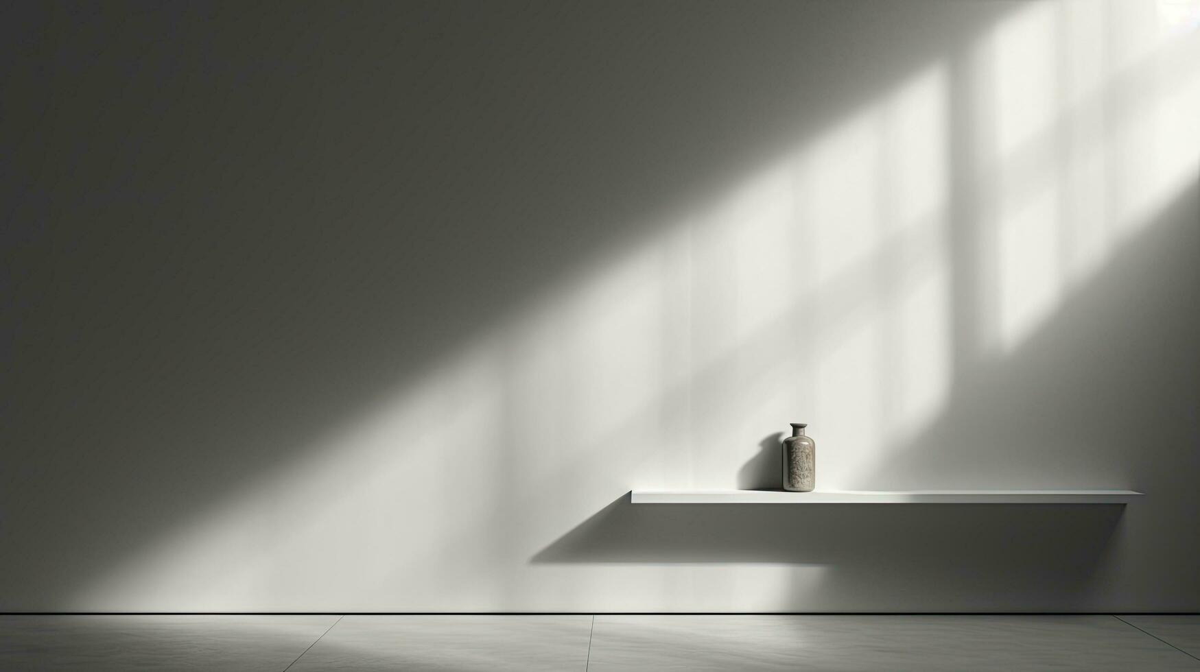 grigio sfondo e illuminazione a partire dal finestre creare un estetico per Prodotto Schermo foto