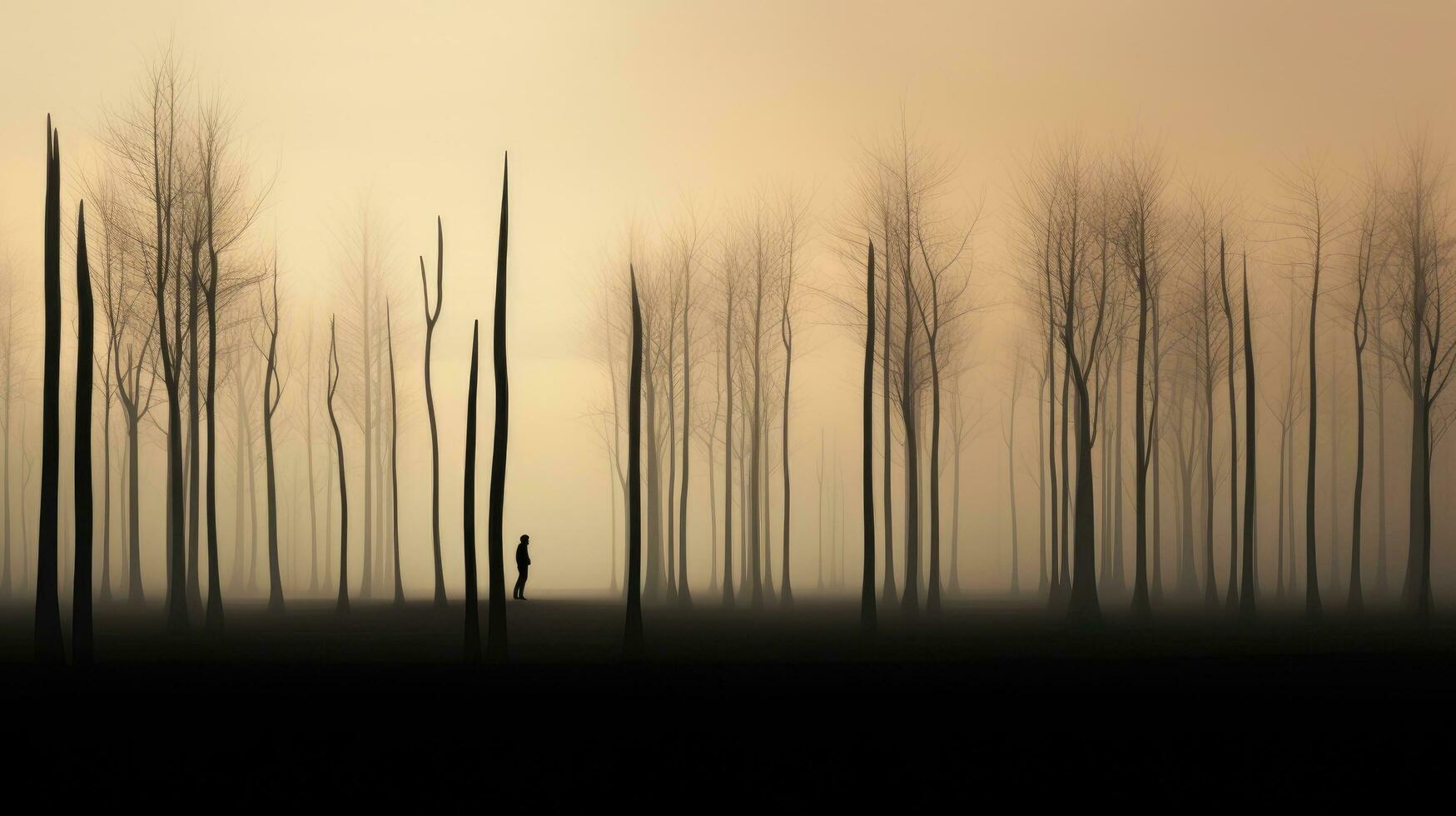 un' nebbioso piantagione somigliante un' alto dritto albero riga foto