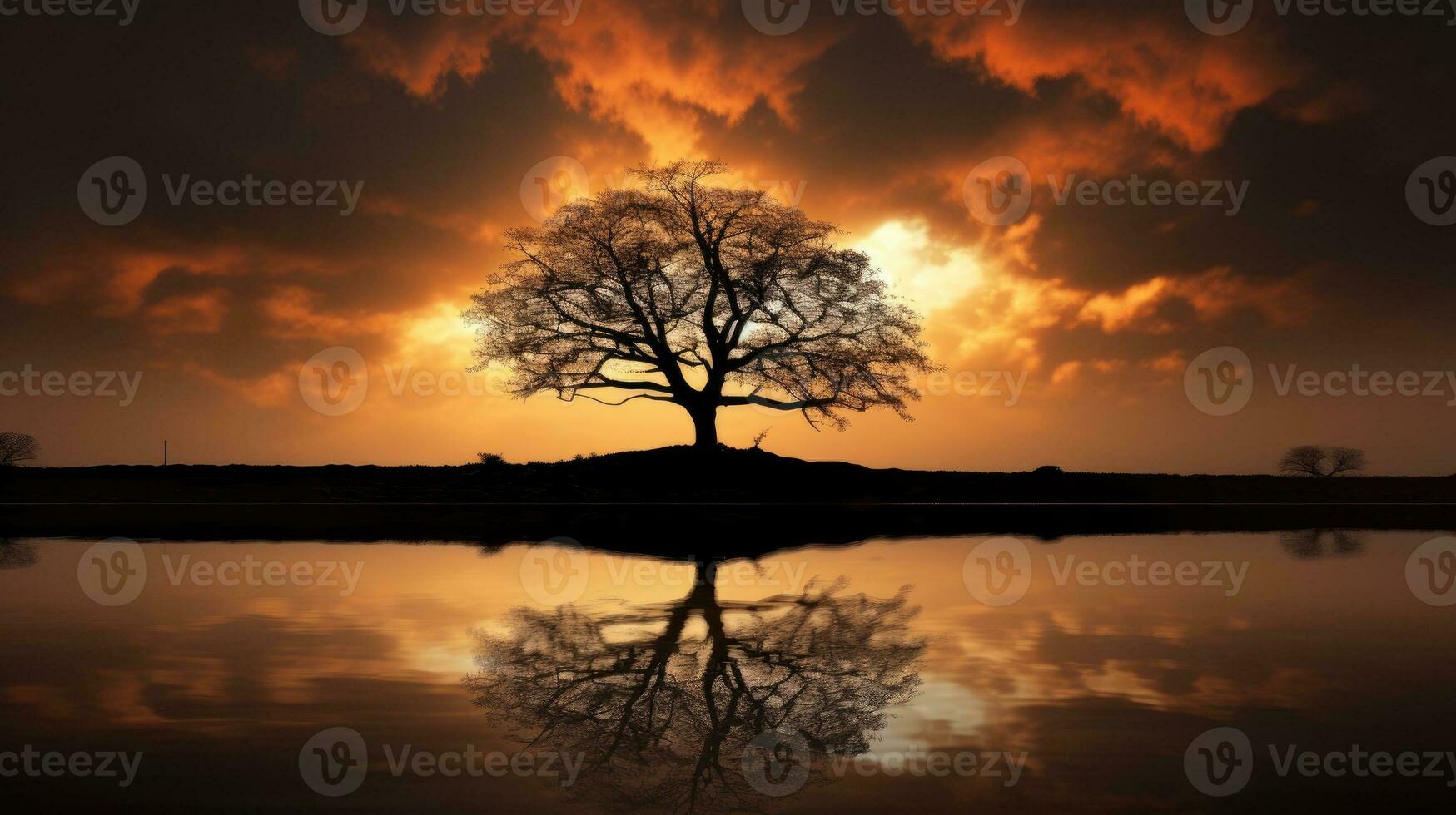 silhouette di campagna albero nel foto