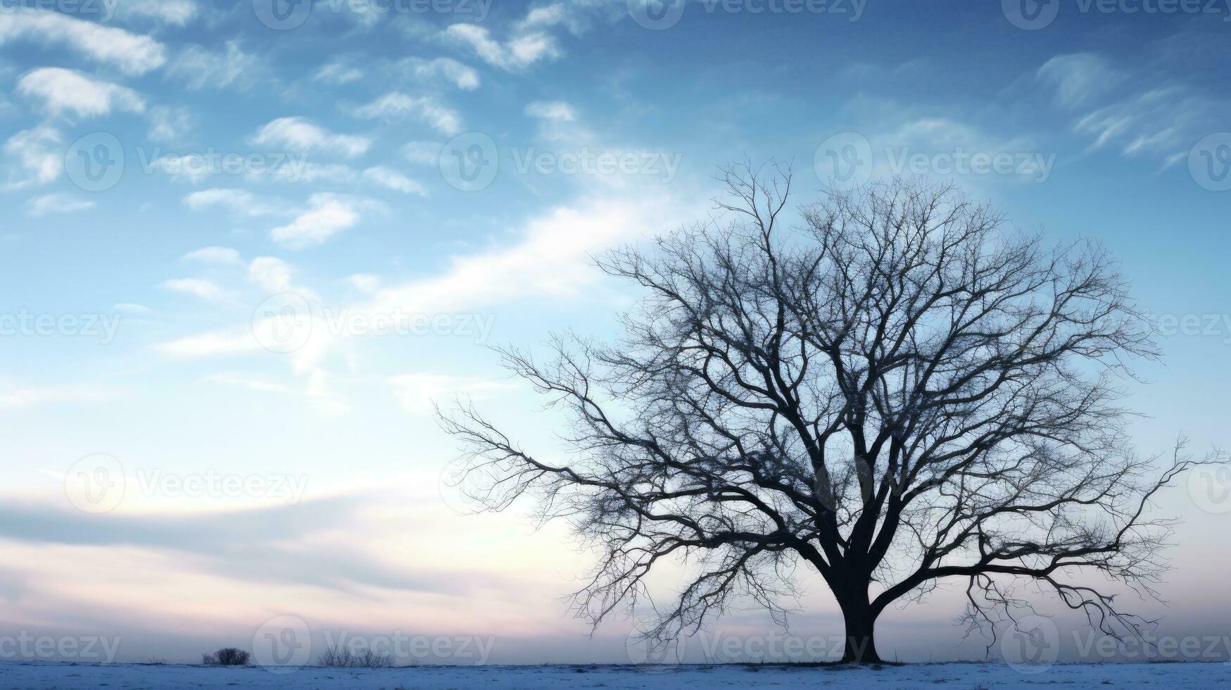 inverno albero silhouette contro nuvoloso cielo sfondo foto