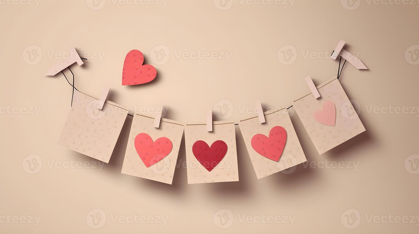 sospeso rosa carta tagliare cuore o amore forma design elemento sfondo. san valentino giorno, compleanno, nozze anniversario, regalo, o speciale romantico coppia saluti. ai generato foto