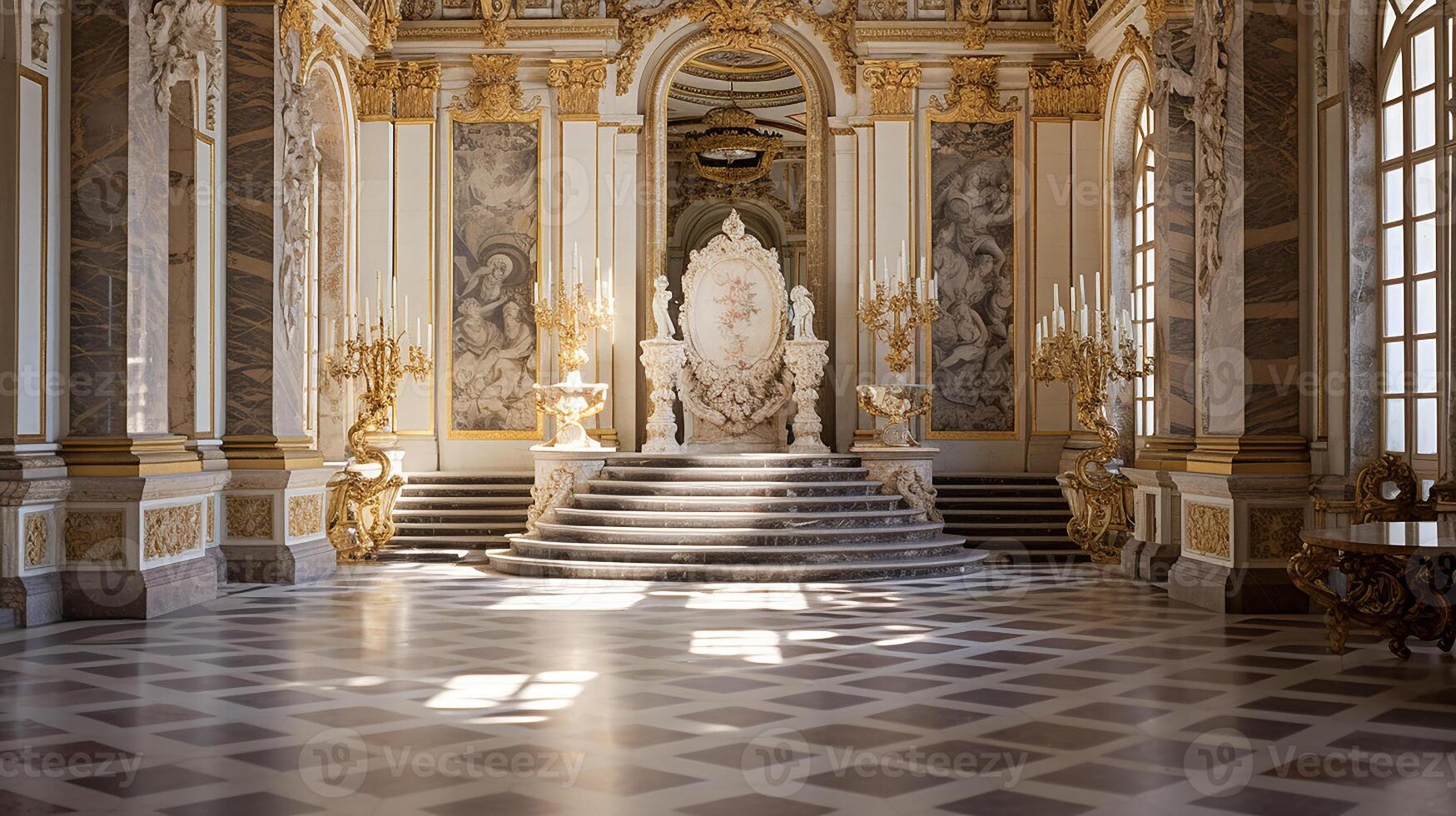 foto di il camera con il interno design di il palazzo di versaglia, Francia. generativo ai