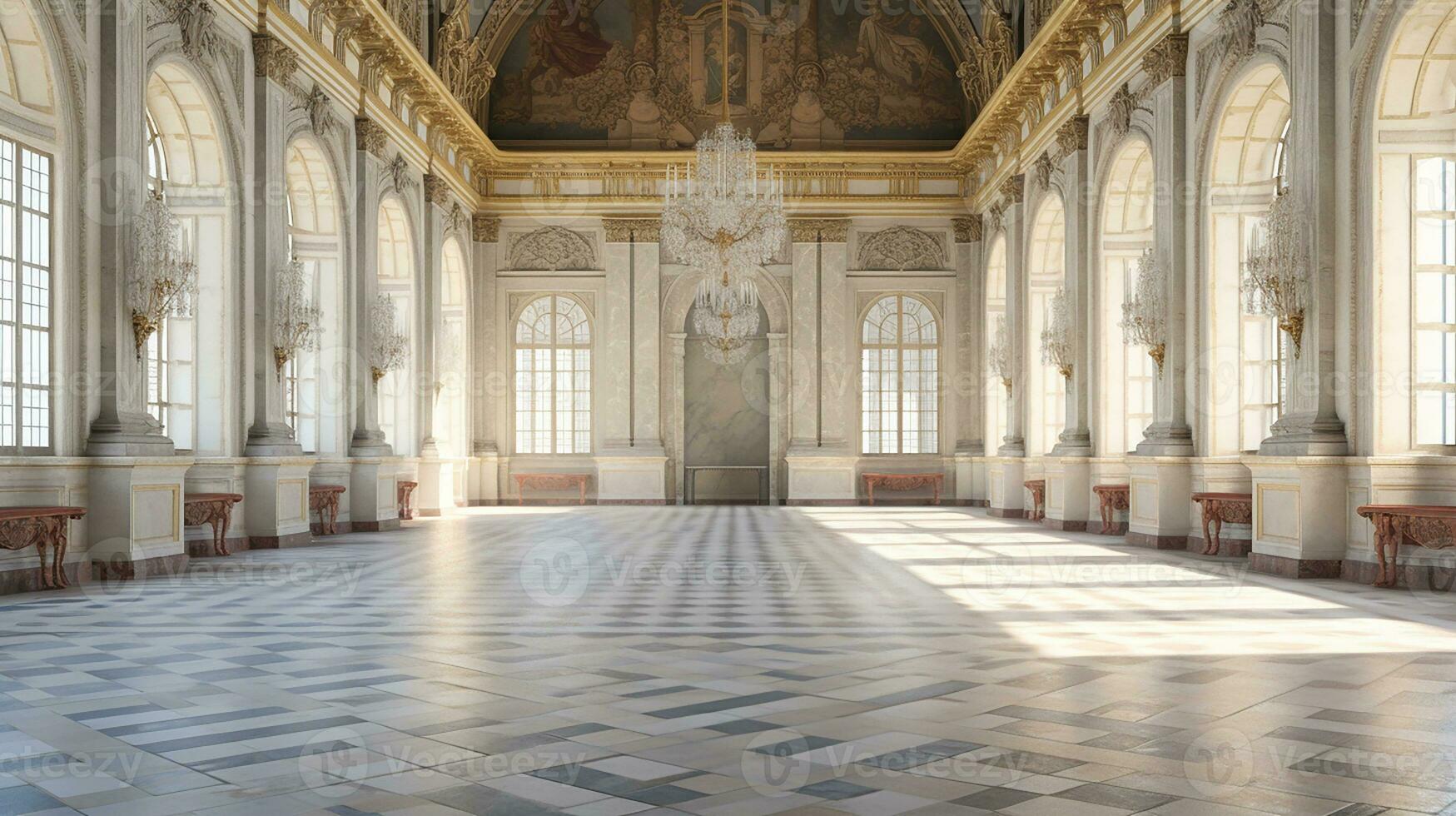 foto di il camera con il interno design di il palazzo di versaglia, Francia. generativo ai