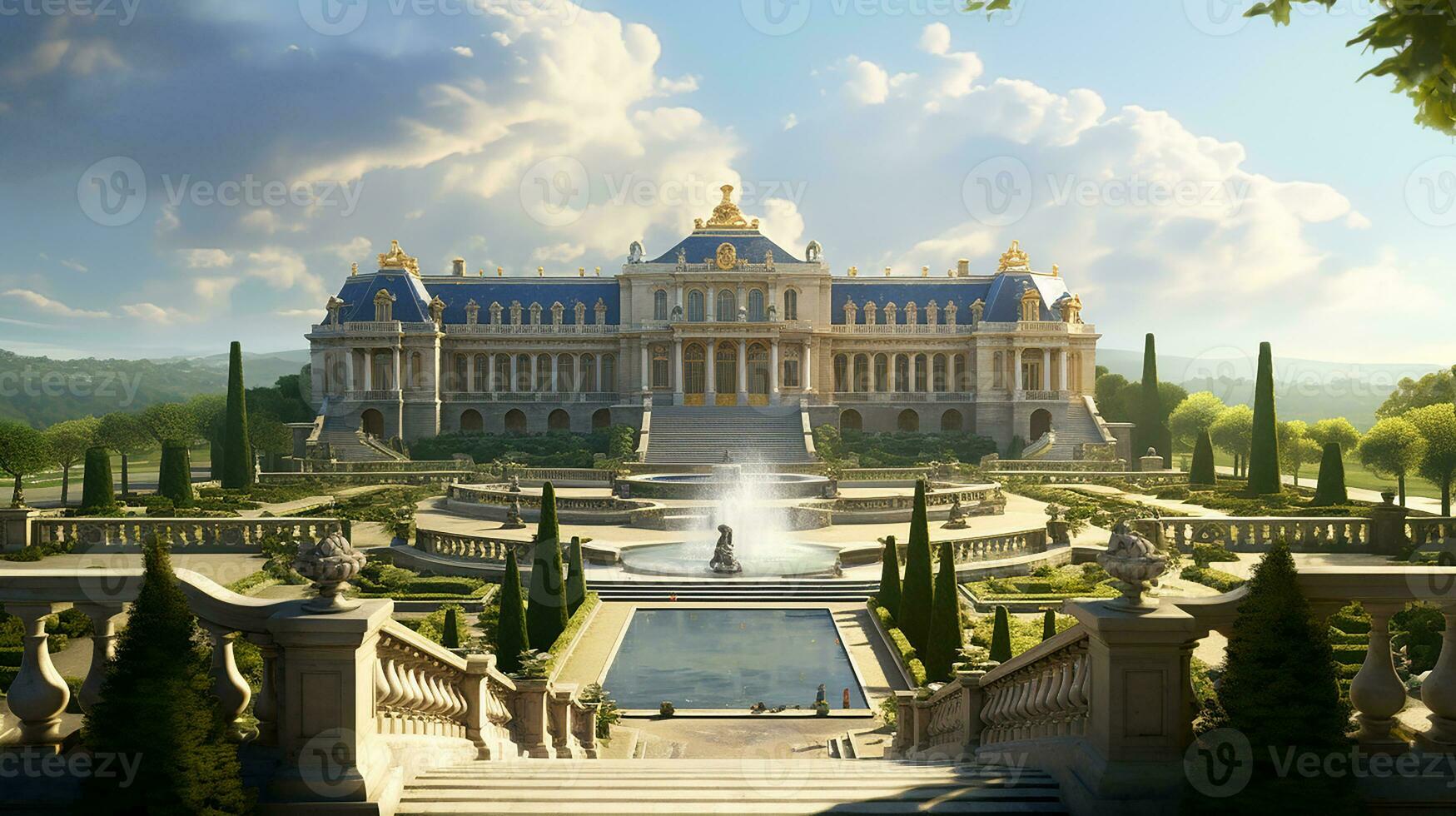 mozzafiato bellezza di il palazzo di Versailles nel Francia. generativo ai foto