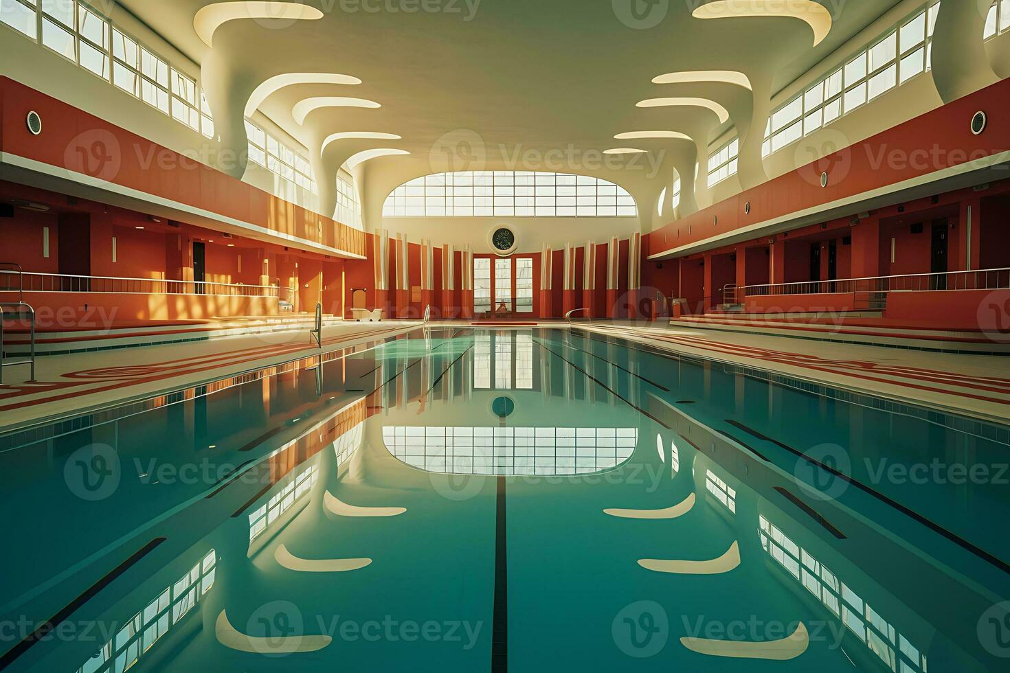 pubblico interno nuoto piscina nel creativo concetto. ai generato foto