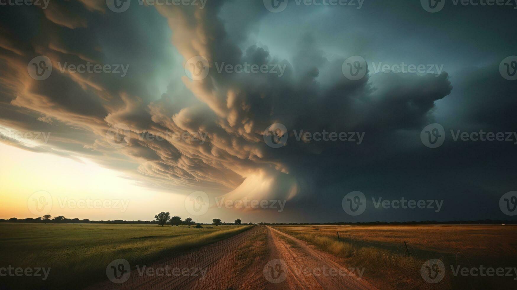 tempesta avvertimento, supercella, pesante pioggia nel estate, con salve. generativo ai. foto