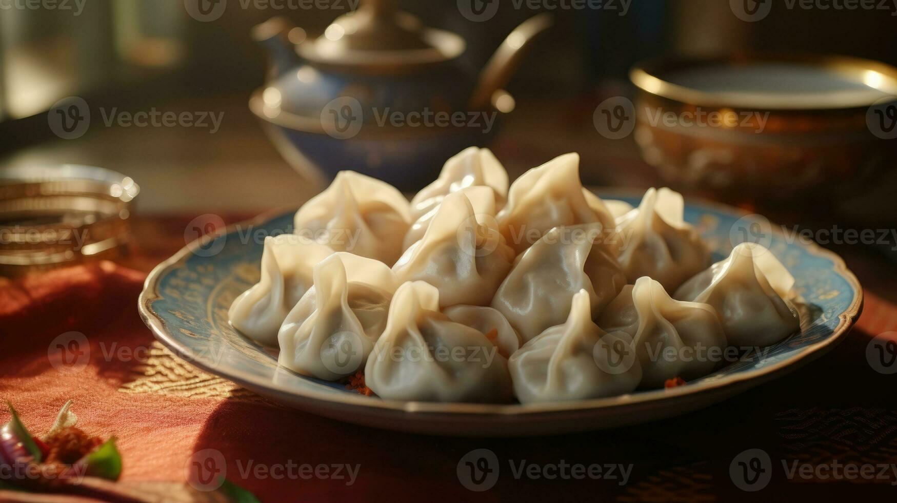 khinkali con carne Riempimento nel un' piatto. georgiano Ravioli foto