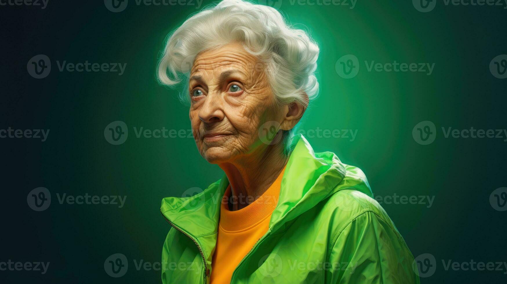 elegante nonna nel un' tuta. salutare stile di vita nel vecchio età foto