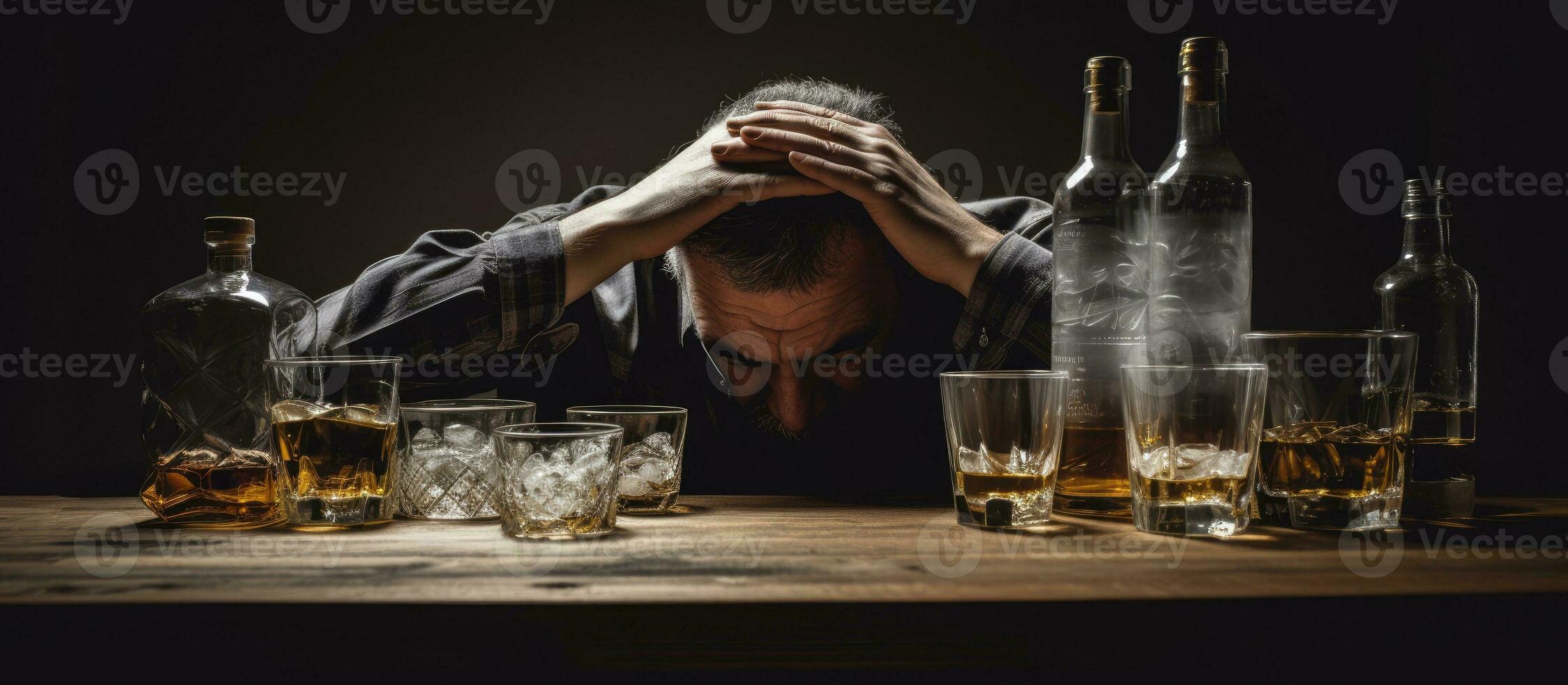 alcool consapevolezza giorno Immagine mostrando un' ubriaco uomo In cerca di modificare e miglioramento foto