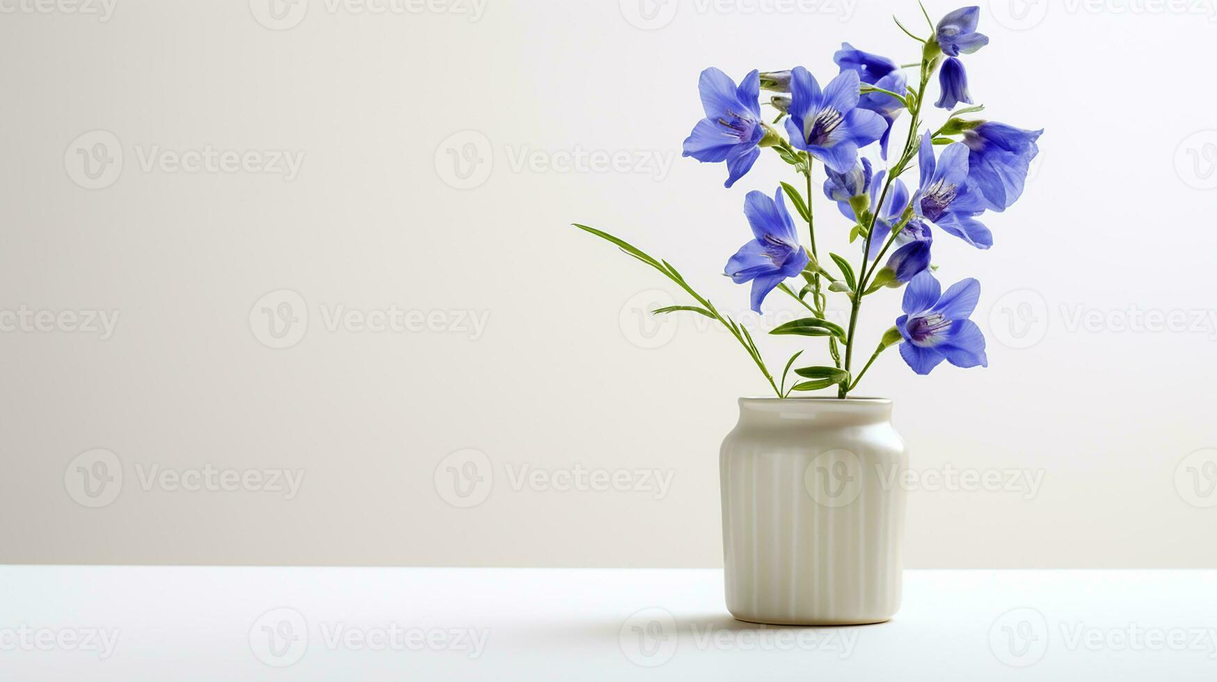 foto di larkspur fiore nel pentola isolato su bianca sfondo. generativo ai