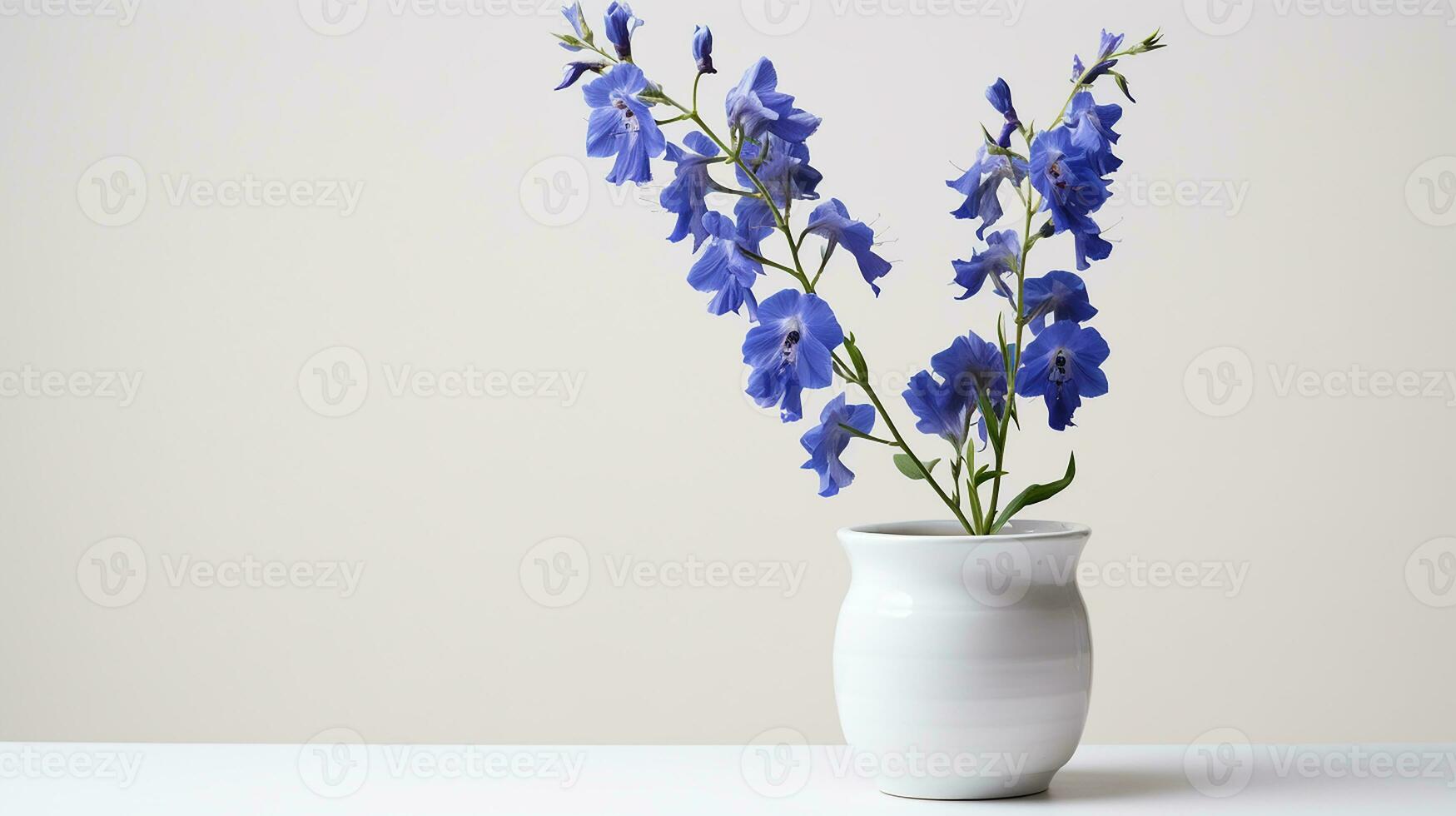 foto di larkspur fiore nel pentola isolato su bianca sfondo. generativo ai