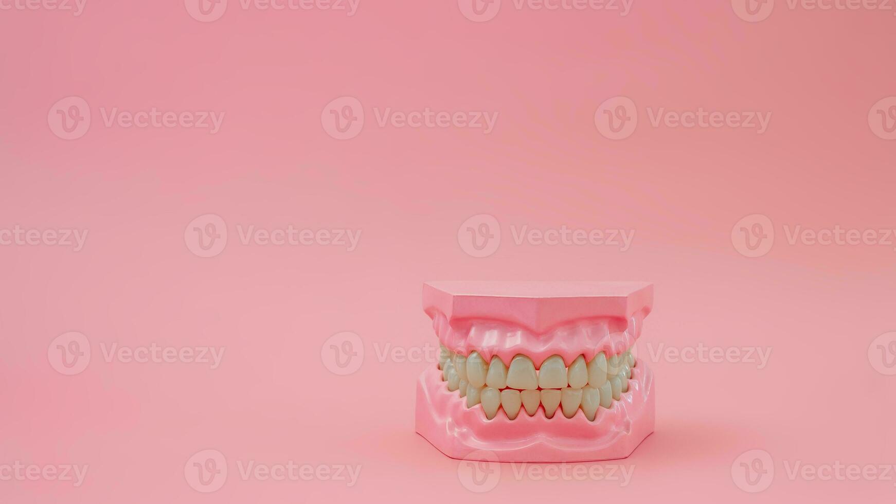 dentiere su pastello rosa sfondi, dentale concetti foto