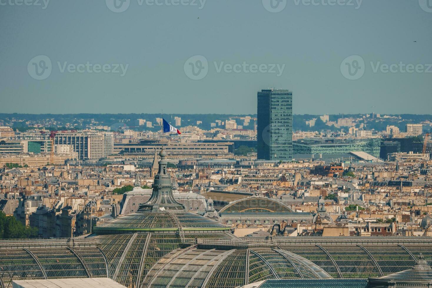 soleggiato Parigi paesaggio urbano a partire dal eiffel Torre foto