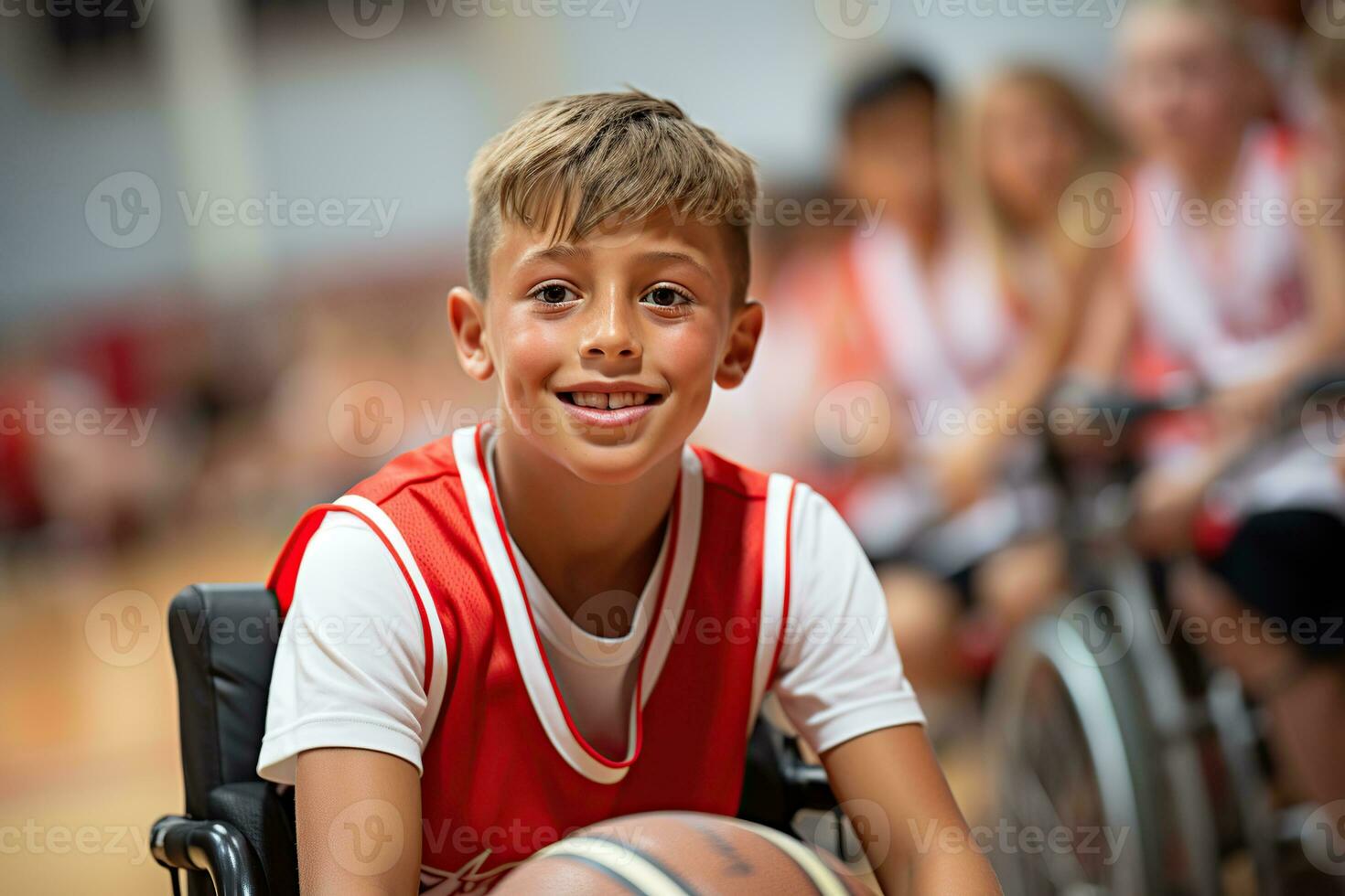 sedia a rotelle pallacanestro incontro. generativo ai foto