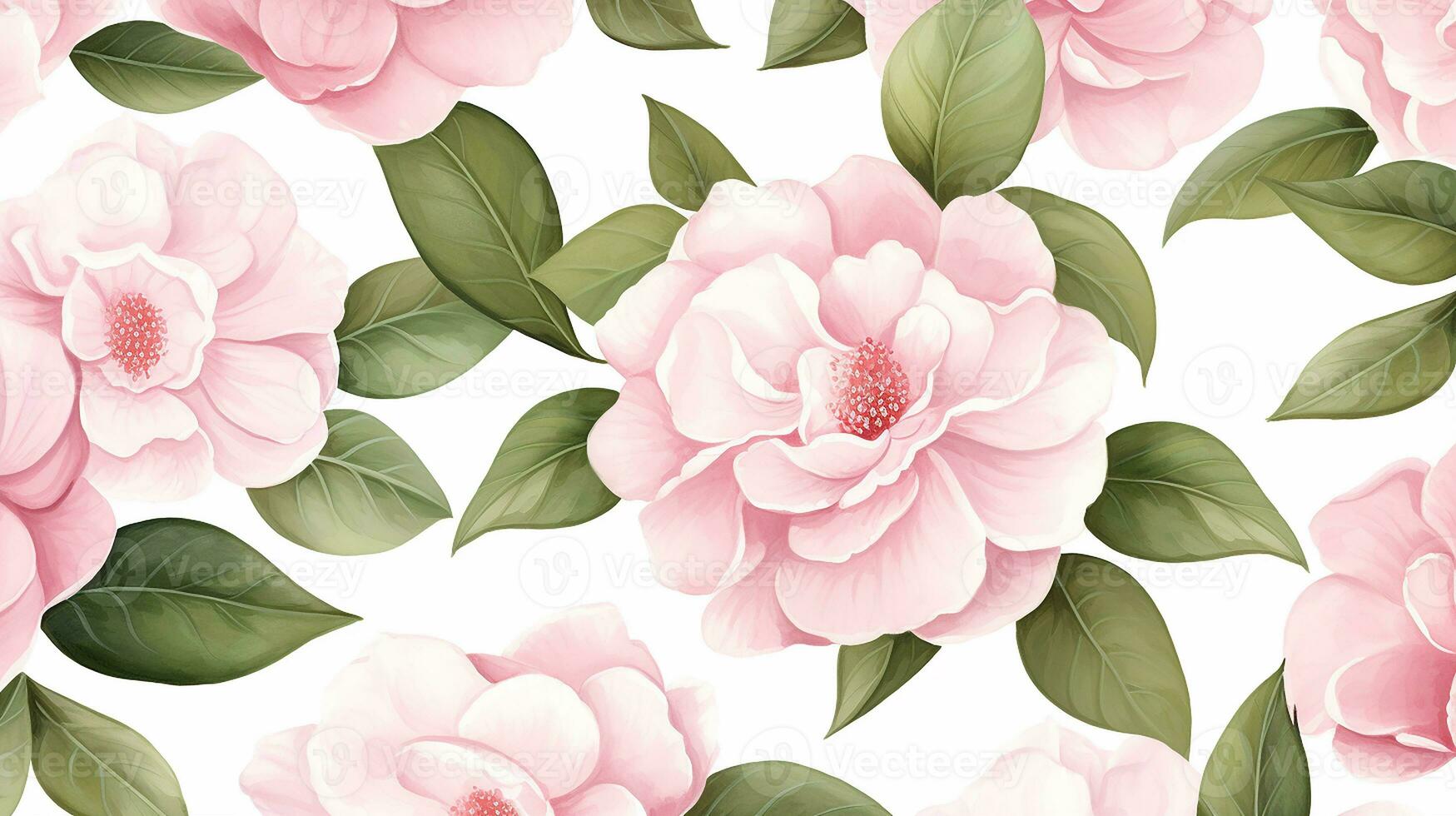 senza soluzione di continuità modello di camelia fiore nel acquerello stile isolato su bianca sfondo. camelia fiore struttura sfondo. generativo ai foto