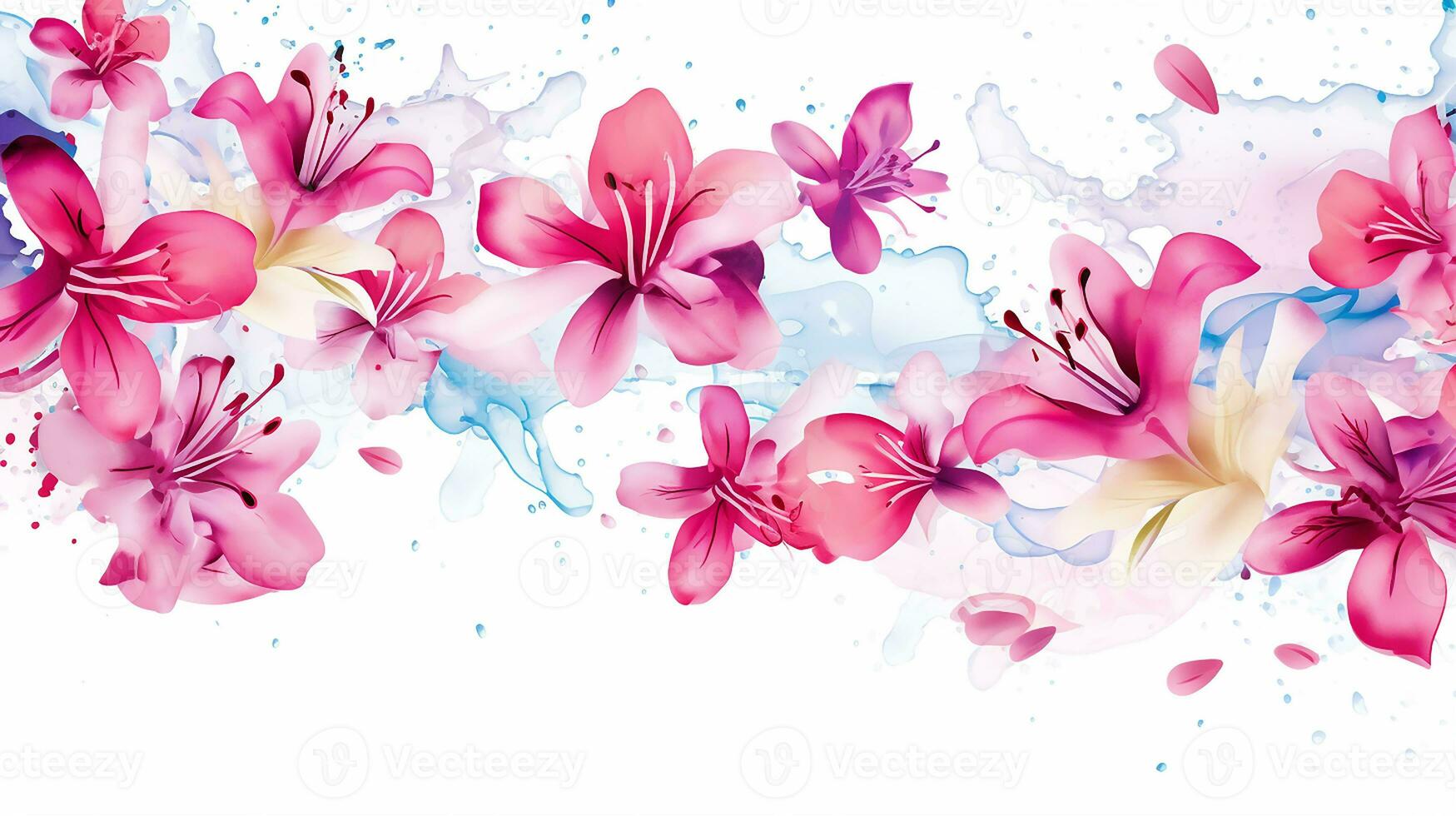 senza soluzione di continuità modello di azalea fiore nel acquerello stile isolato su bianca sfondo. azalea fiore struttura sfondo. generativo ai foto