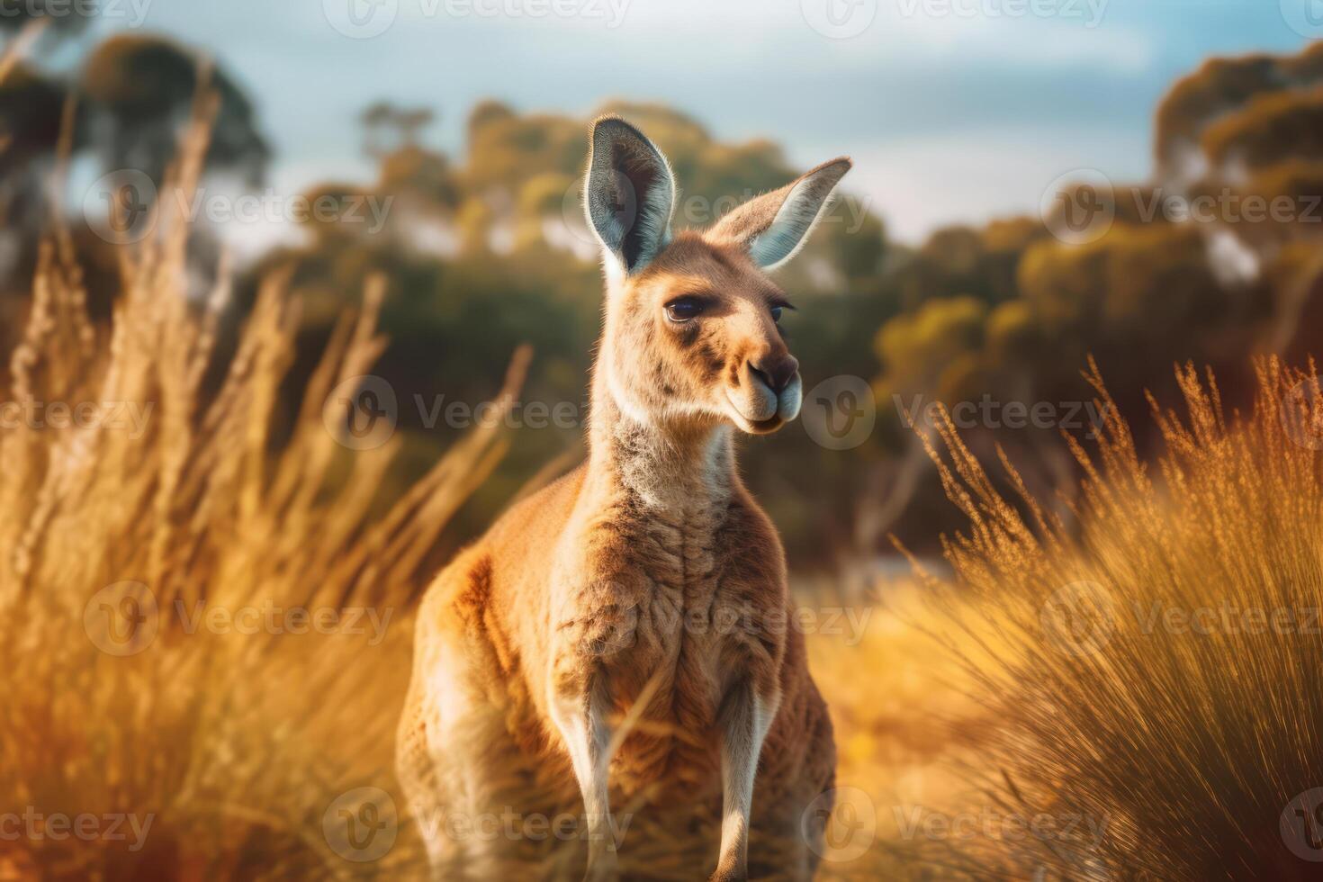 canguri nel natura largo vita animali. ai generato. foto