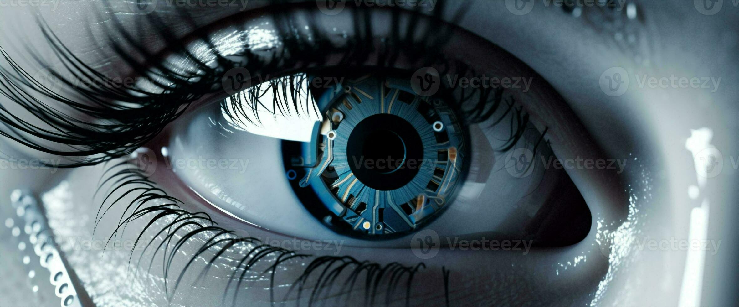 donna tecnologia futuristico occhio robotica foto