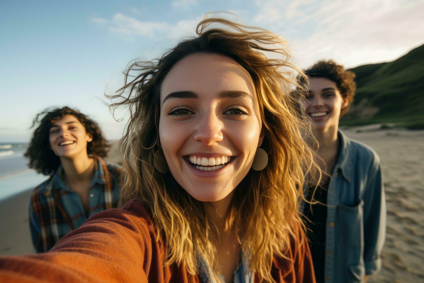 bellissimo surfer ragazza su il spiaggia foto