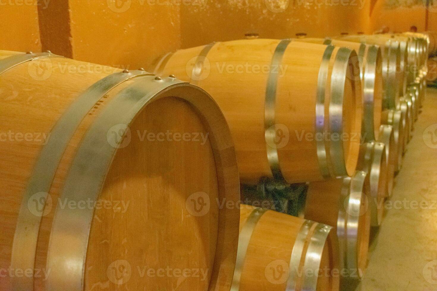 di legno botti per vino Conservazione nel cantine foto