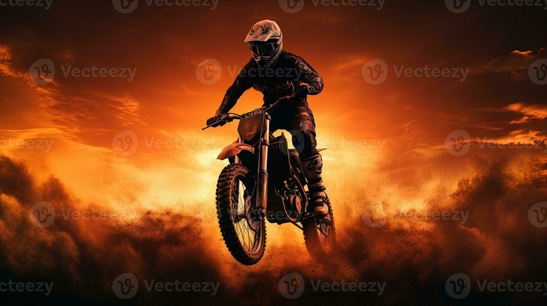 ardente cielo montatura silhouette di mx ciclista foto