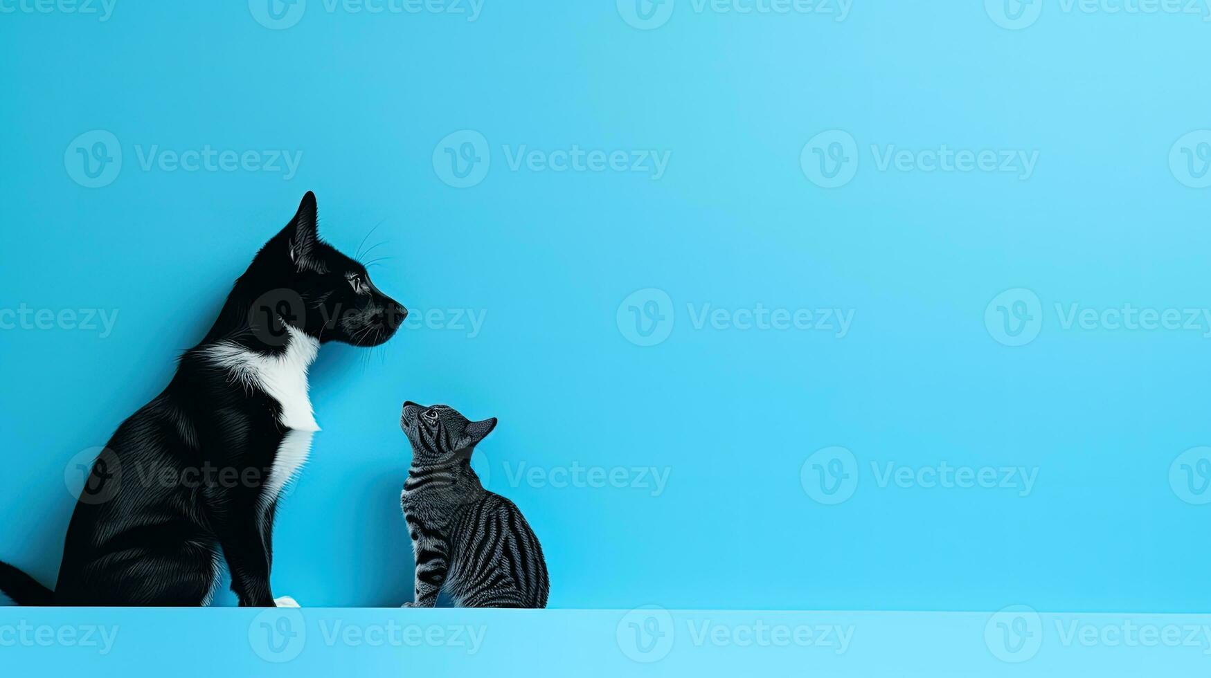 gatto e cane carta ritagli su blu sfondo adatto per veterinario o animale cura. silhouette concetto foto