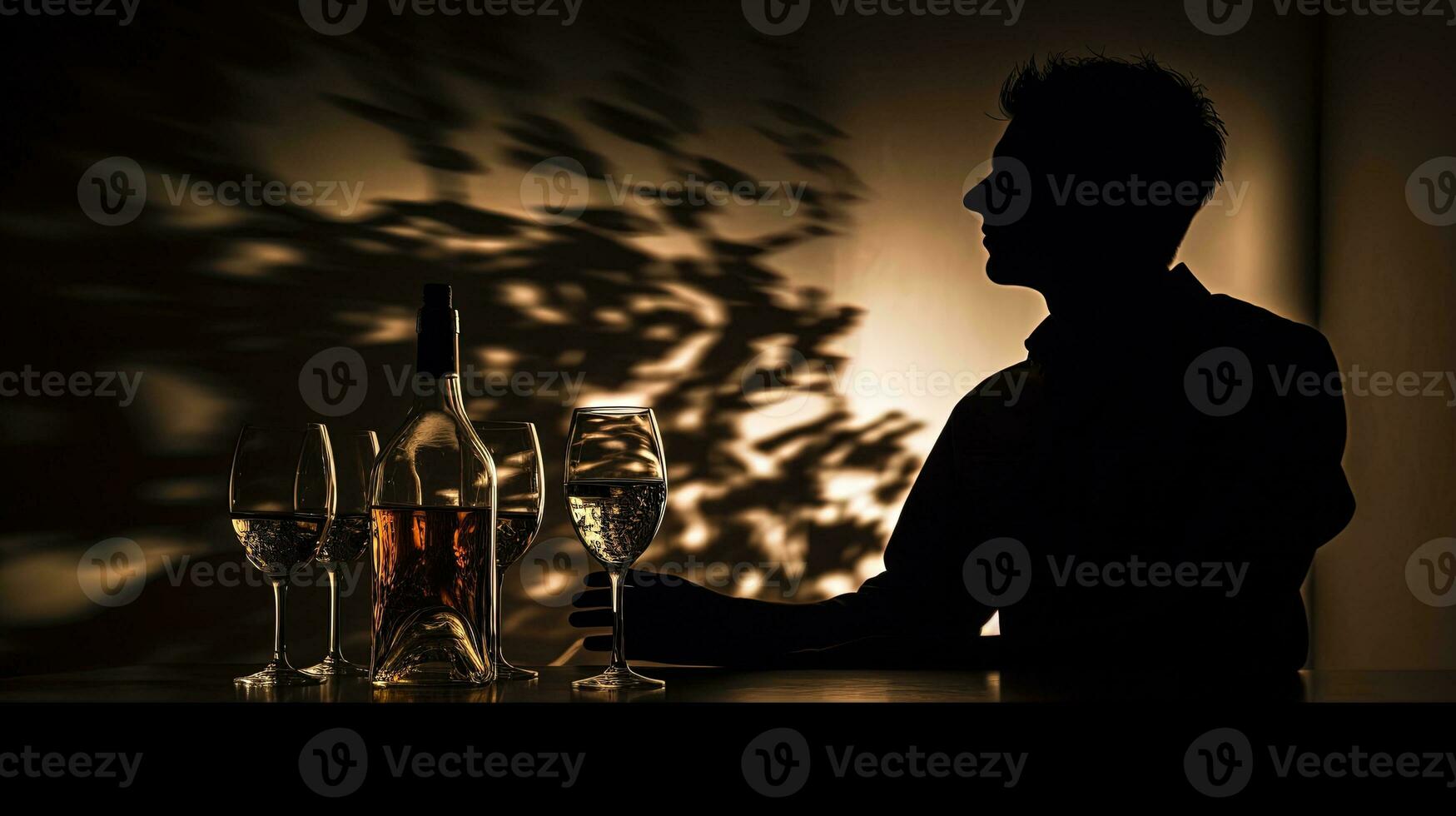 eccessivo alcool consumo raffigurato di uomo S silhouette foto