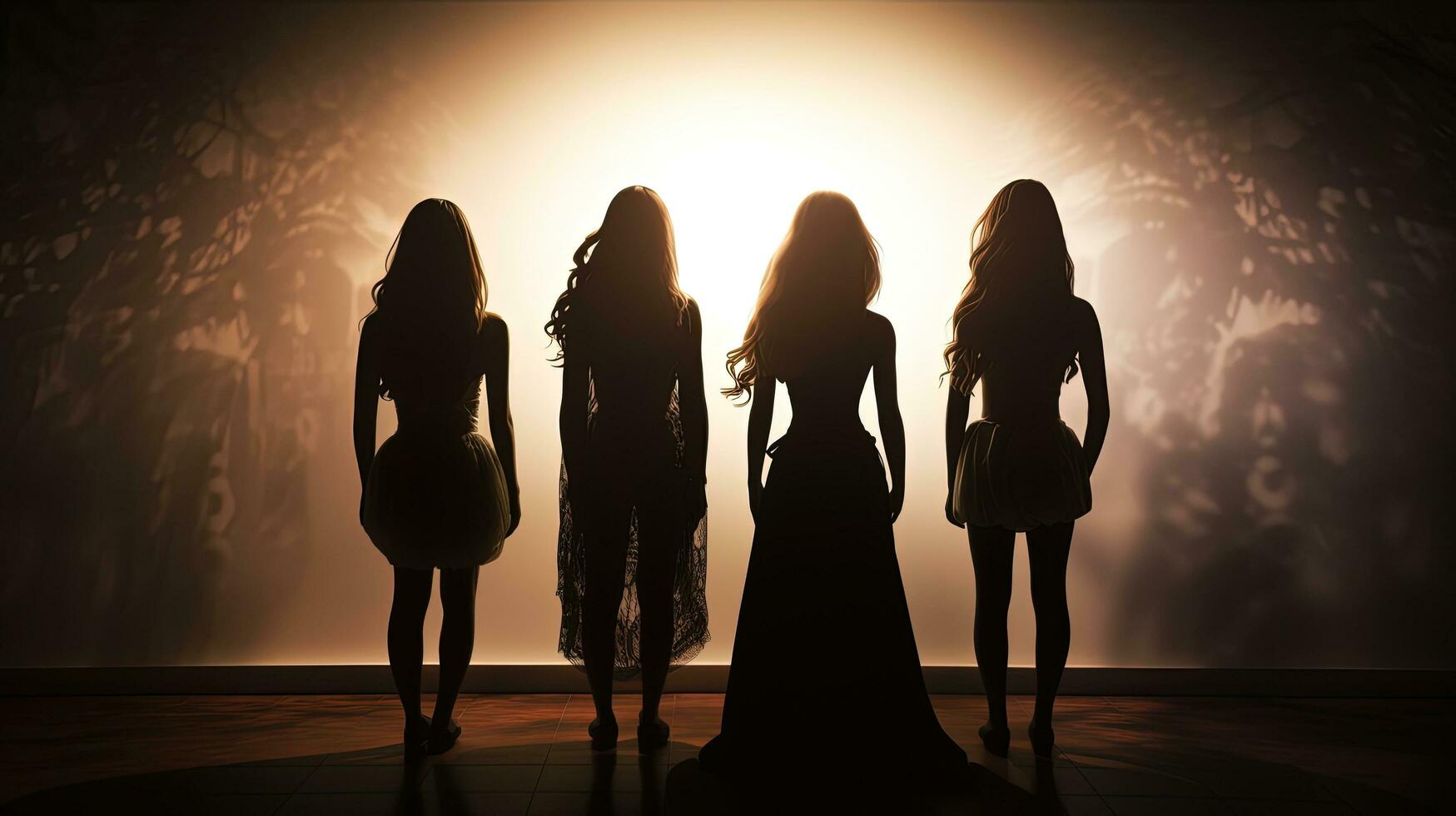 schema di quattro attraente femmine. silhouette concetto foto