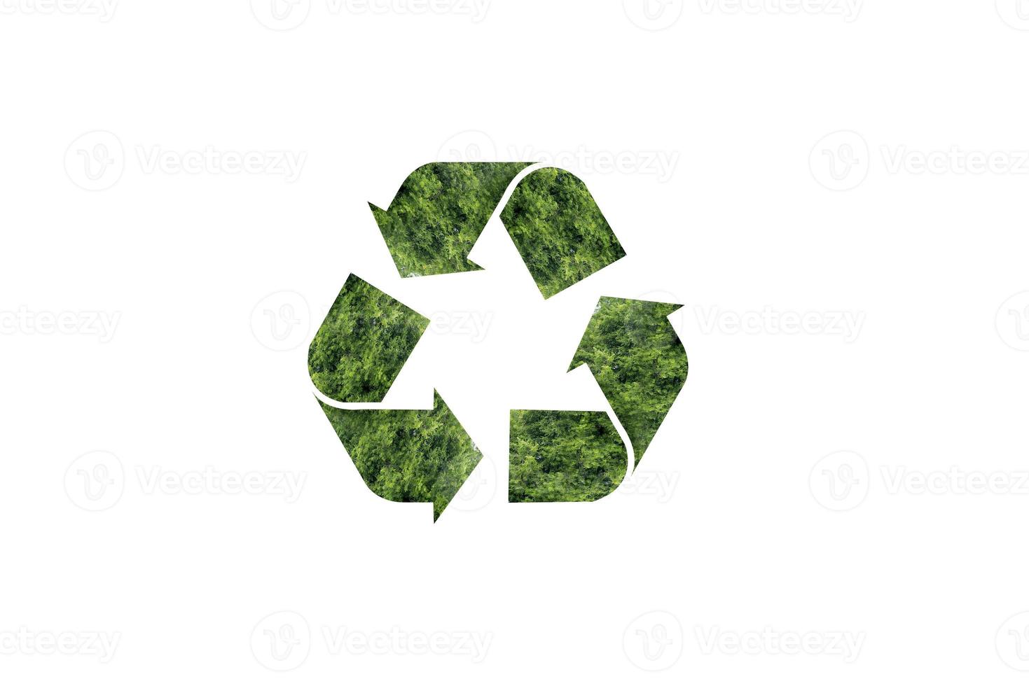 simboli di riciclaggio lascia la natura verde separato bellissimo sfondo bianco foto